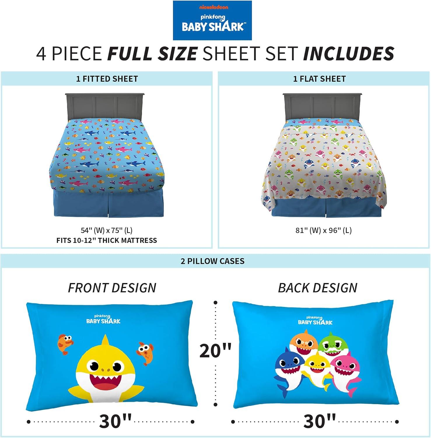 imageFranco Ms Rachel Educational Adventures Bedding Super Soft Cozy 4 Piece Microfiber Sheet Set Full Officially Licensed Product KidsBaby Shark