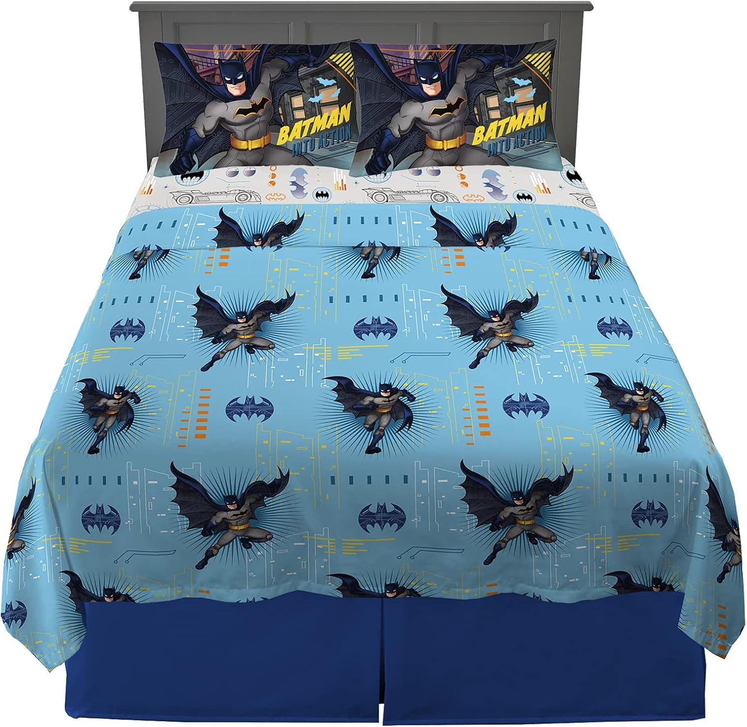 imageFranco Ms Rachel Educational Adventures Bedding Super Soft Cozy 4 Piece Microfiber Sheet Set Full Officially Licensed Product KidsBatman