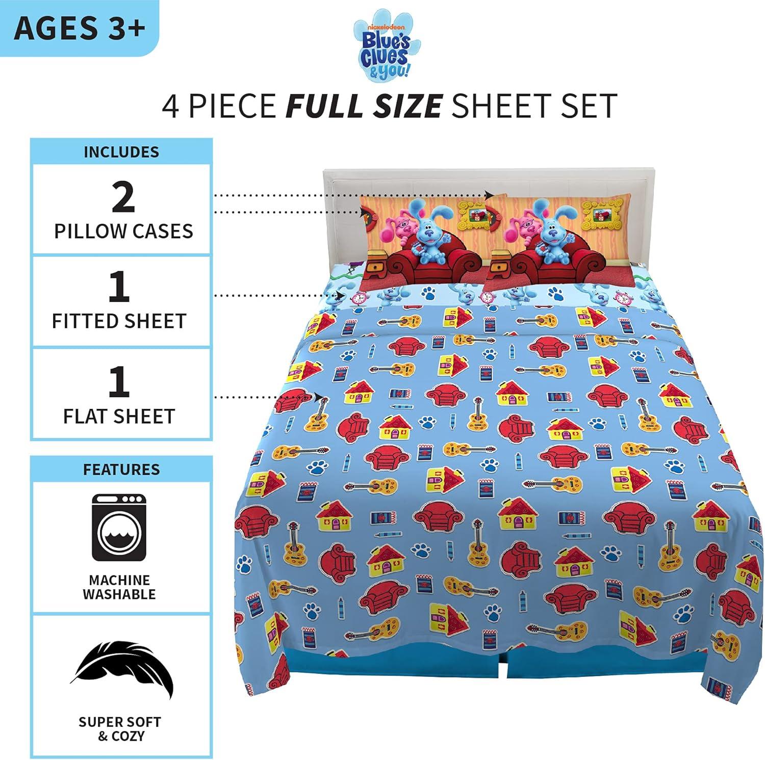 imageFranco Ms Rachel Educational Adventures Bedding Super Soft Cozy 4 Piece Microfiber Sheet Set Full Officially Licensed Product KidsBlues Clues