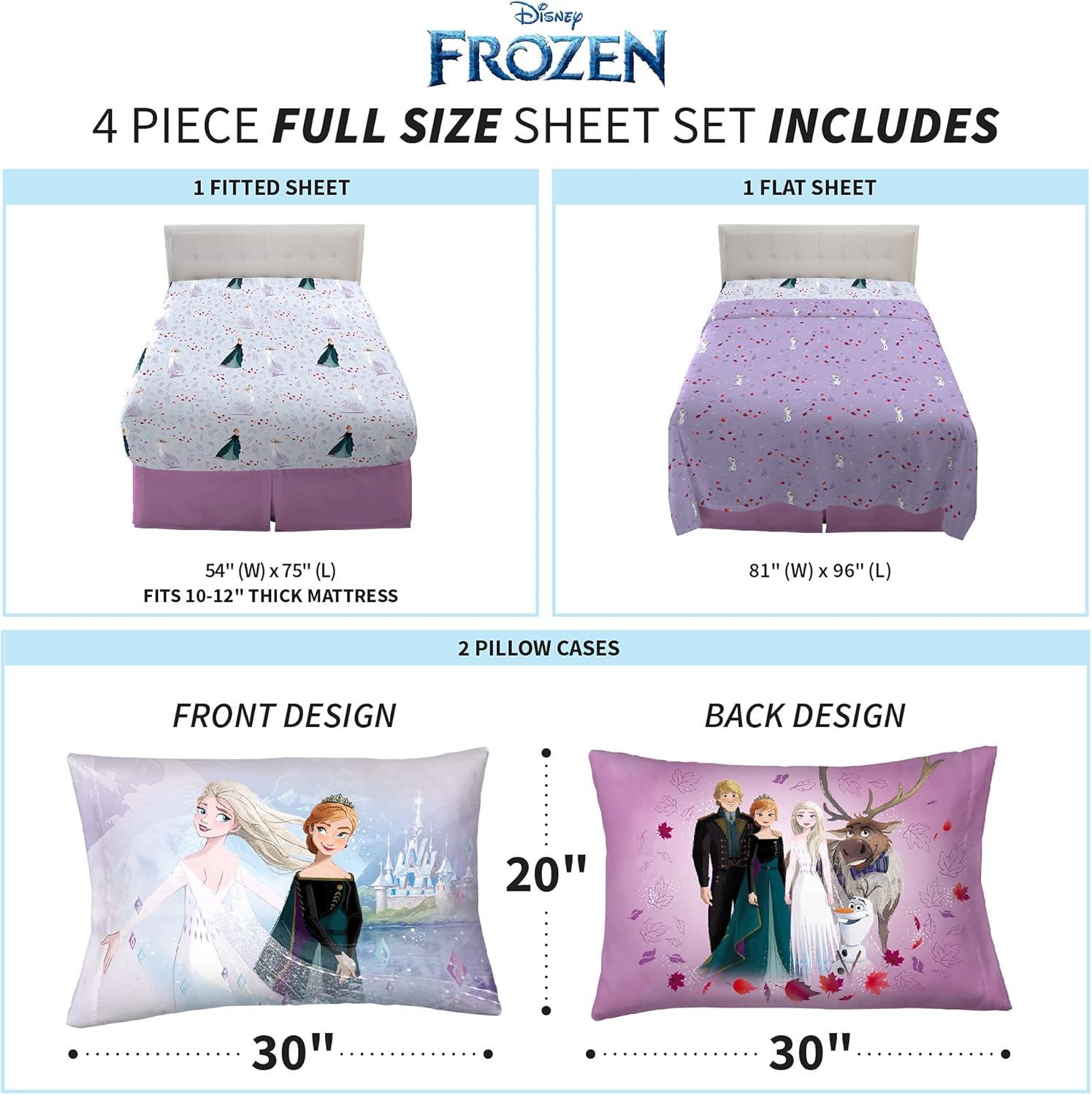 imageFranco Ms Rachel Educational Adventures Bedding Super Soft Cozy 4 Piece Microfiber Sheet Set Full Officially Licensed Product KidsDisney Frozen 2
