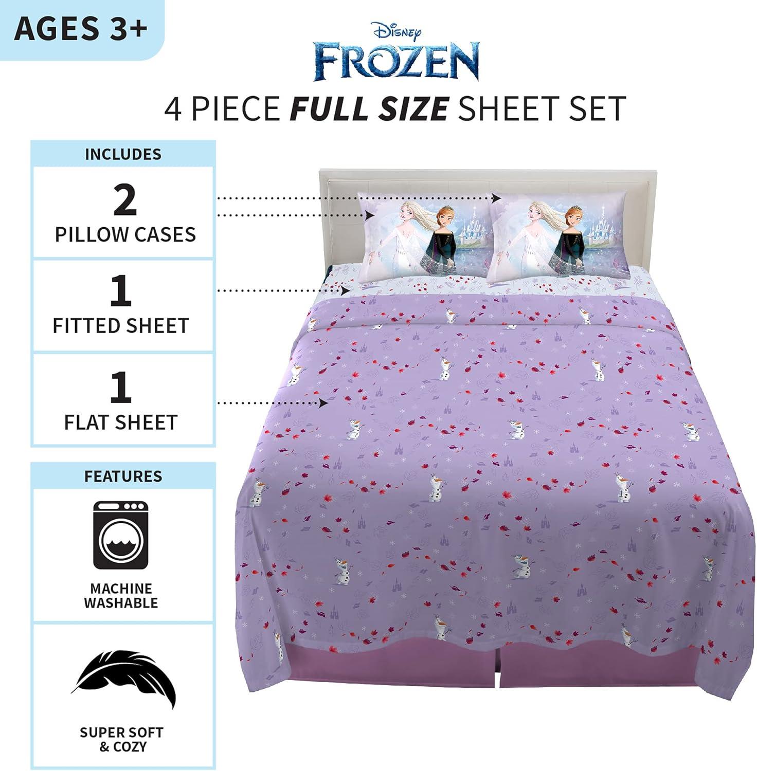 imageFranco Ms Rachel Educational Adventures Bedding Super Soft Cozy 4 Piece Microfiber Sheet Set Full Officially Licensed Product KidsDisney Frozen 2