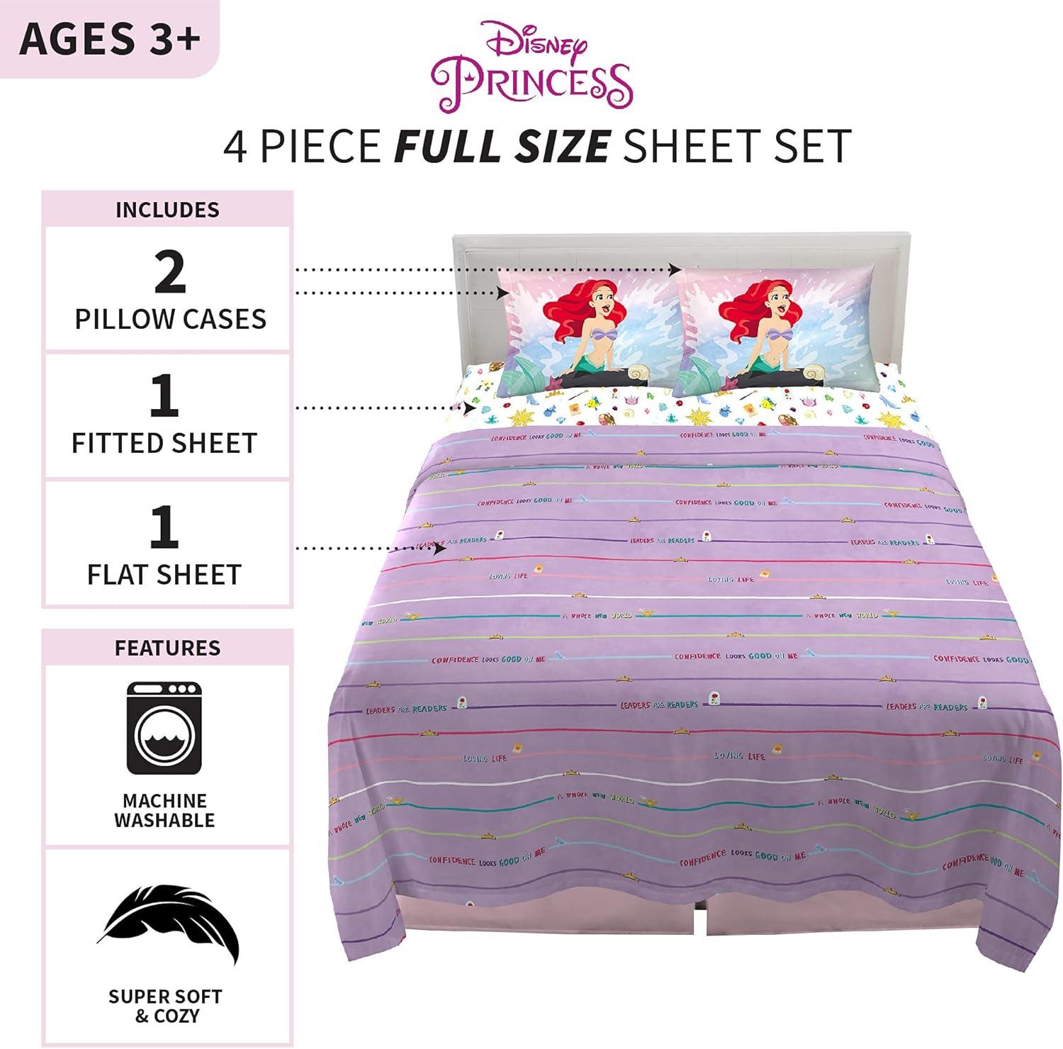 imageFranco Ms Rachel Educational Adventures Bedding Super Soft Cozy 4 Piece Microfiber Sheet Set Full Officially Licensed Product KidsDisney Princess