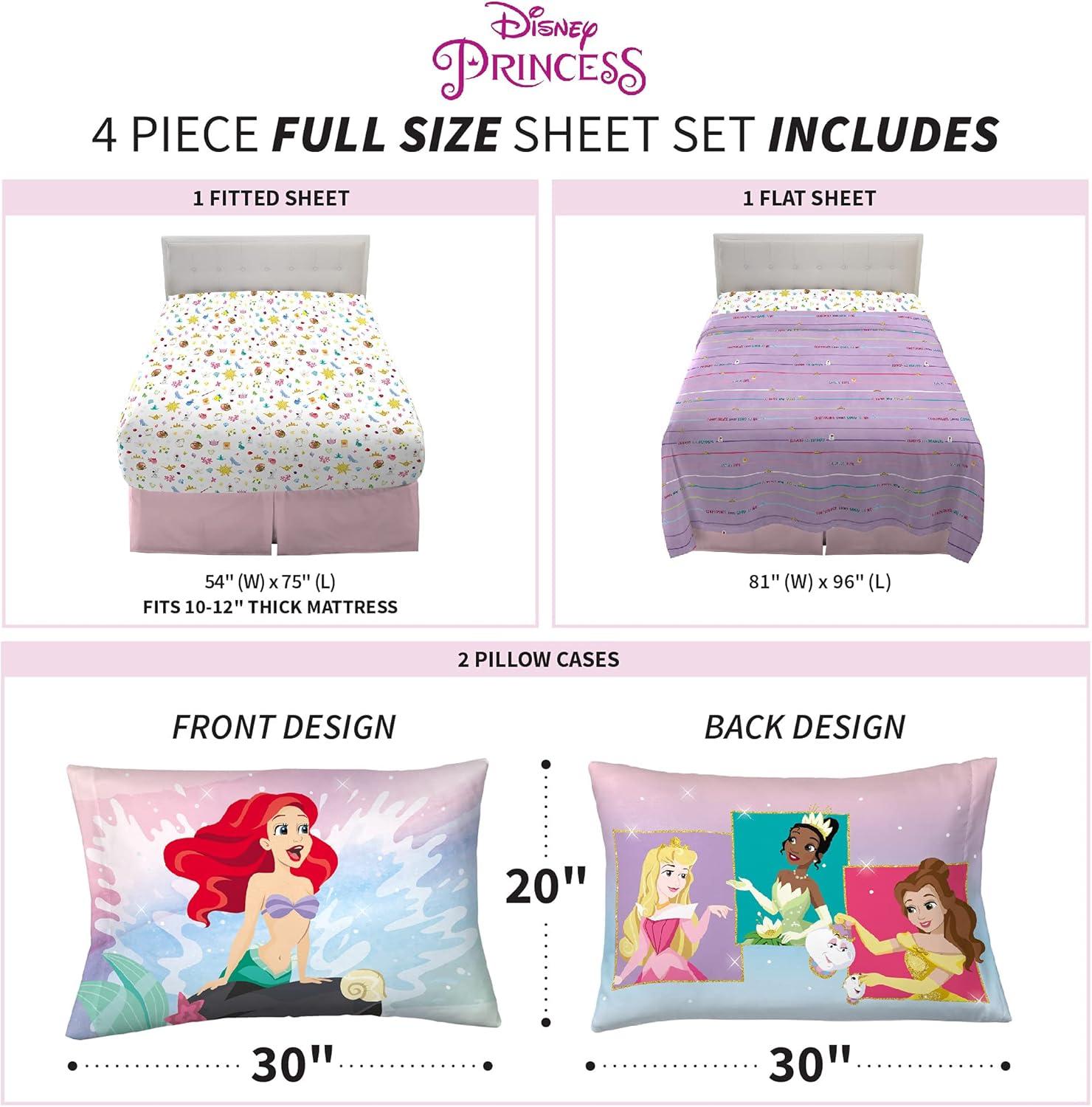 imageFranco Ms Rachel Educational Adventures Bedding Super Soft Cozy 4 Piece Microfiber Sheet Set Full Officially Licensed Product KidsDisney Princess