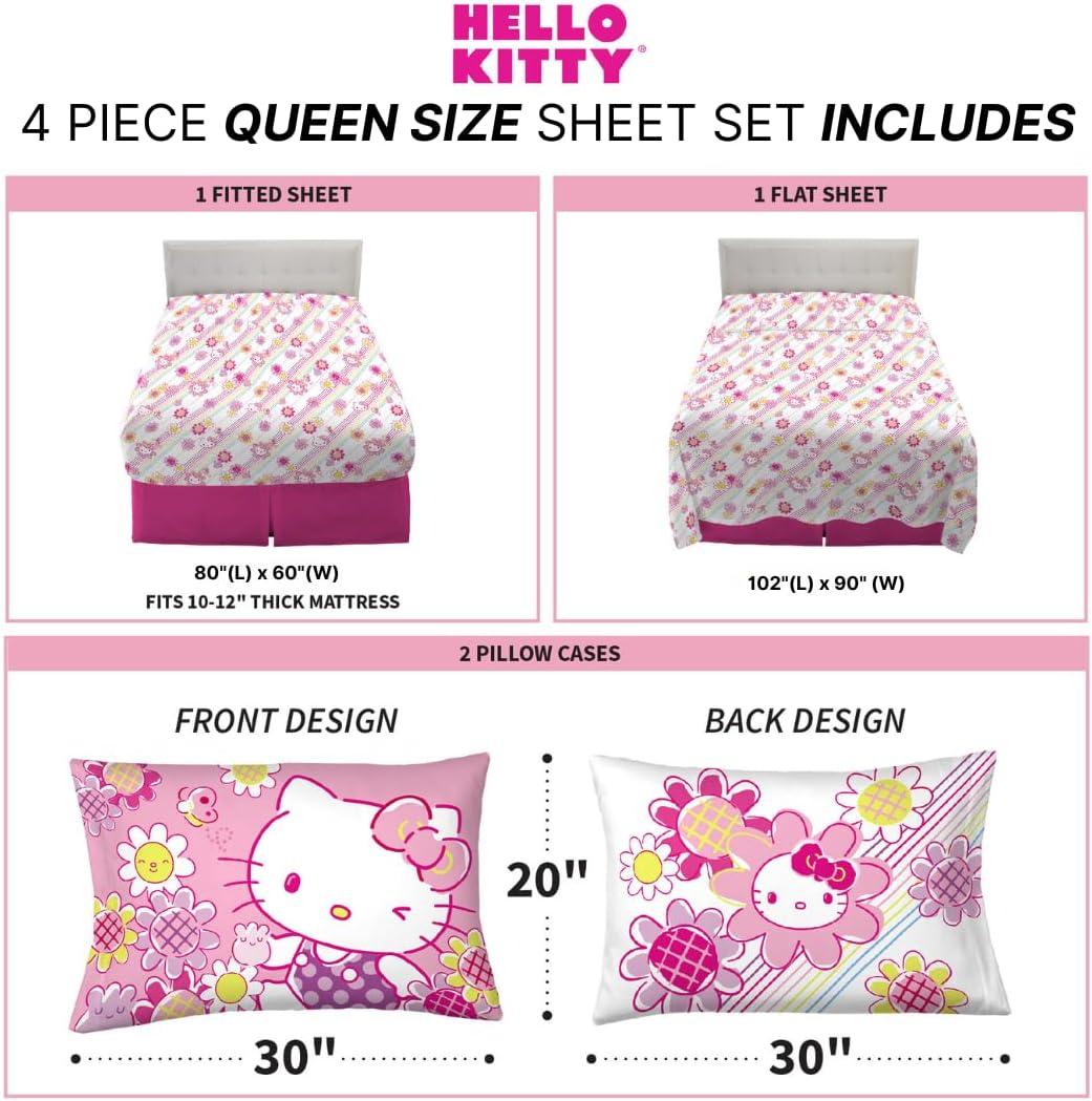imageFranco Ms Rachel Educational Adventures Bedding Super Soft Cozy 4 Piece Microfiber Sheet Set Full Officially Licensed Product KidsHello Kitty