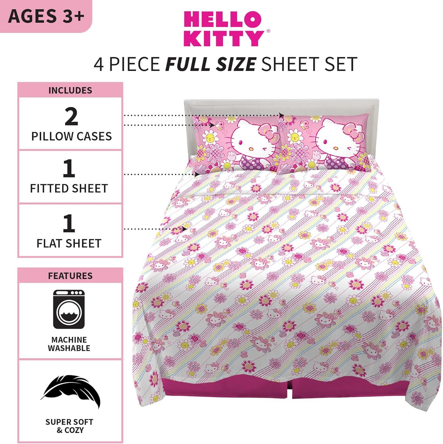 imageFranco Ms Rachel Educational Adventures Bedding Super Soft Cozy 4 Piece Microfiber Sheet Set Full Officially Licensed Product KidsHello Kitty