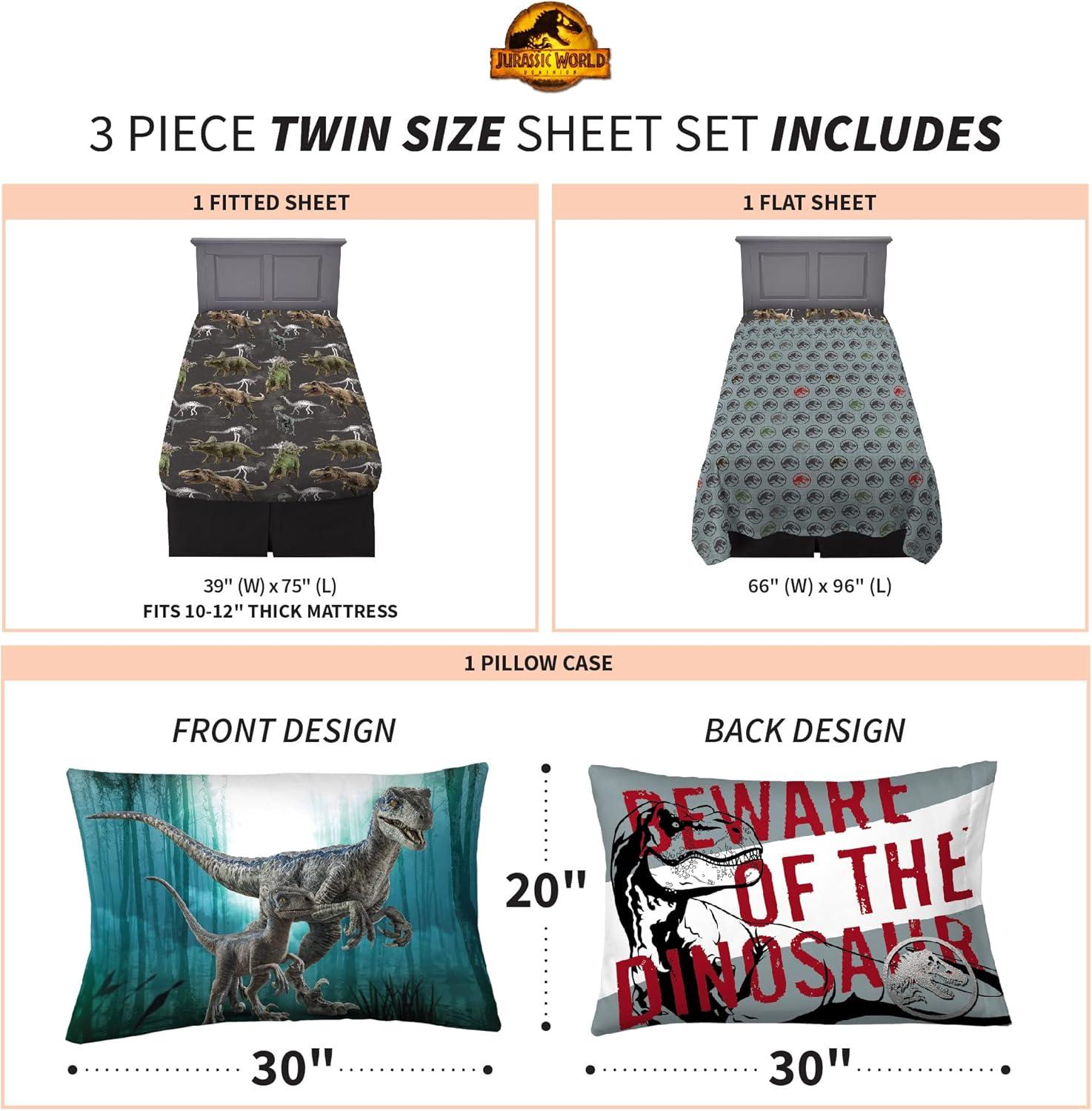 imageFranco Ms Rachel Educational Adventures Bedding Super Soft Cozy 4 Piece Microfiber Sheet Set Full Officially Licensed Product KidsJurassic World Dominion