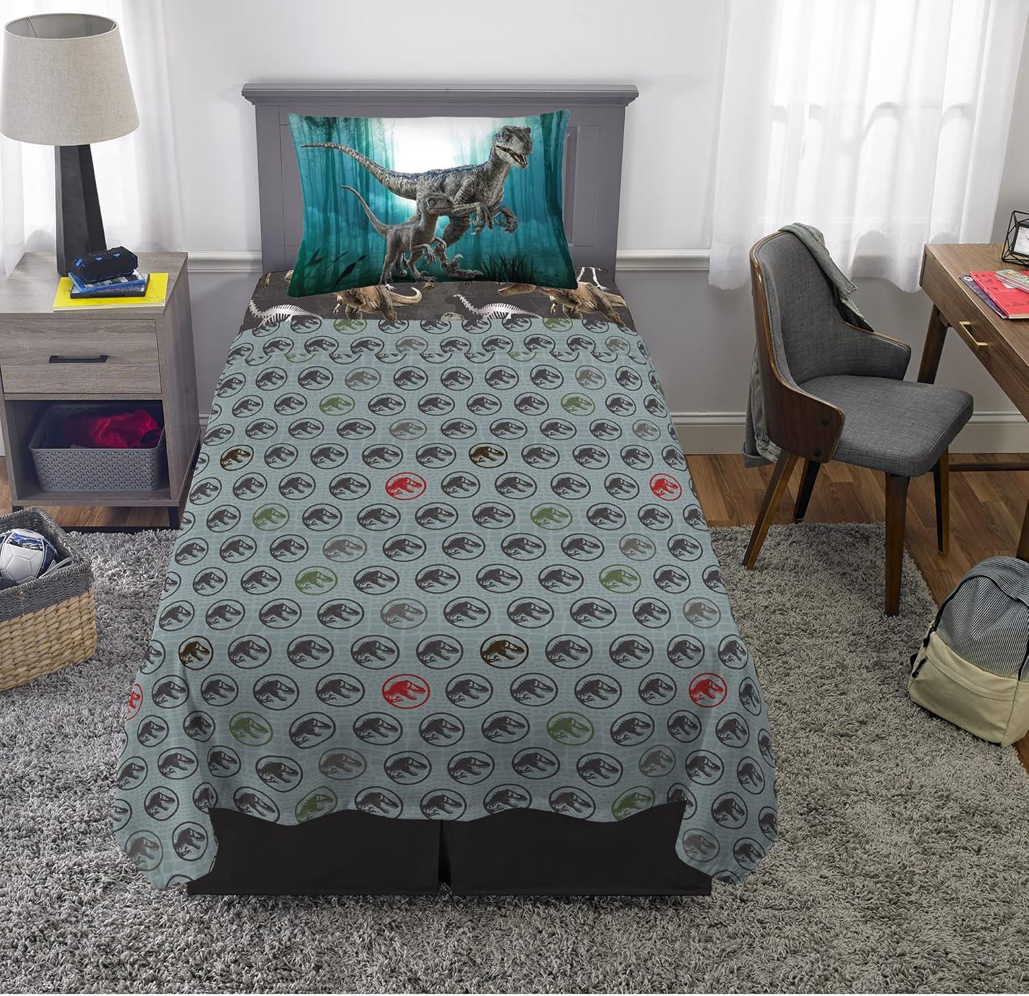 imageFranco Ms Rachel Educational Adventures Bedding Super Soft Cozy 4 Piece Microfiber Sheet Set Full Officially Licensed Product KidsJurassic World Dominion