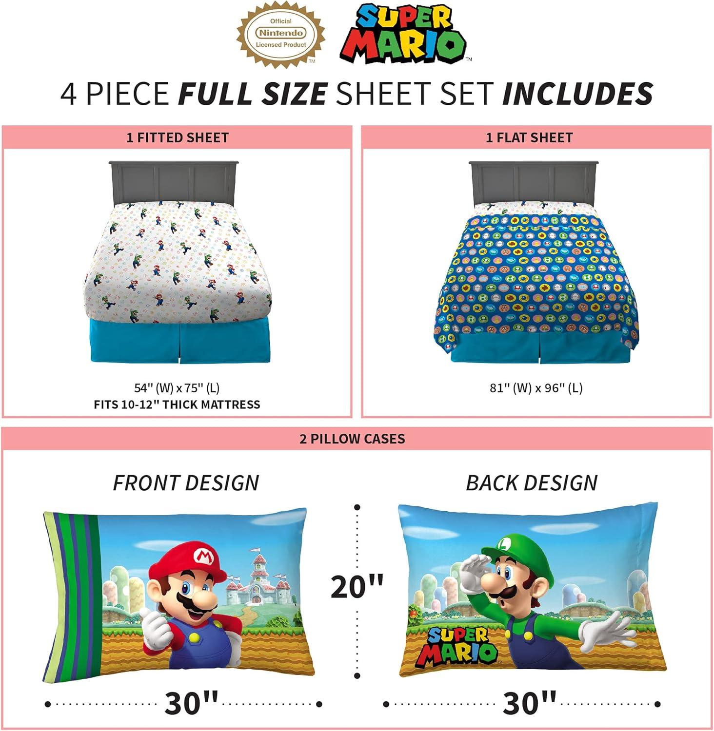 imageFranco Ms Rachel Educational Adventures Bedding Super Soft Cozy 4 Piece Microfiber Sheet Set Full Officially Licensed Product KidsMario