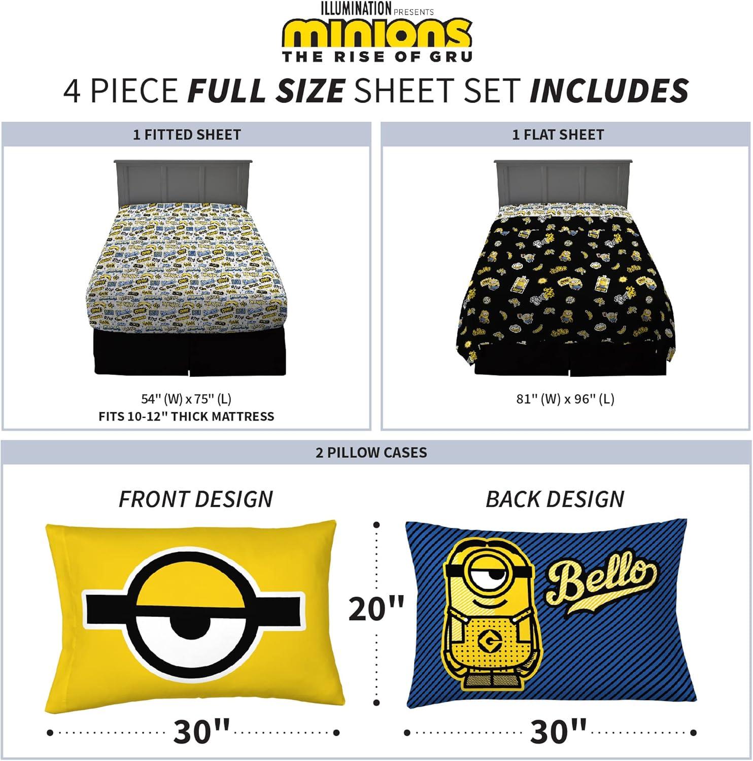 imageFranco Ms Rachel Educational Adventures Bedding Super Soft Cozy 4 Piece Microfiber Sheet Set Full Officially Licensed Product KidsMinions the Rise of Gru