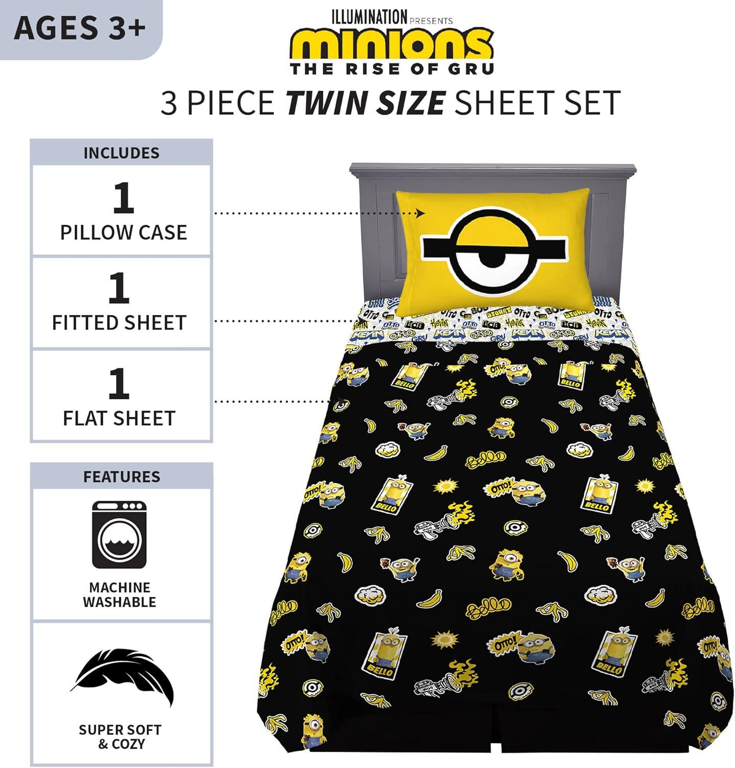 imageFranco Ms Rachel Educational Adventures Bedding Super Soft Cozy 4 Piece Microfiber Sheet Set Full Officially Licensed Product KidsMinions the Rise of Gru