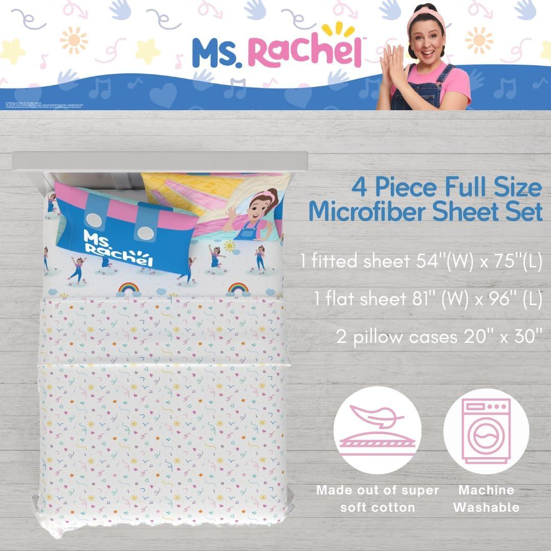 imageFranco Ms Rachel Educational Adventures Bedding Super Soft Cozy 4 Piece Microfiber Sheet Set Full Officially Licensed Product KidsMs Rachel