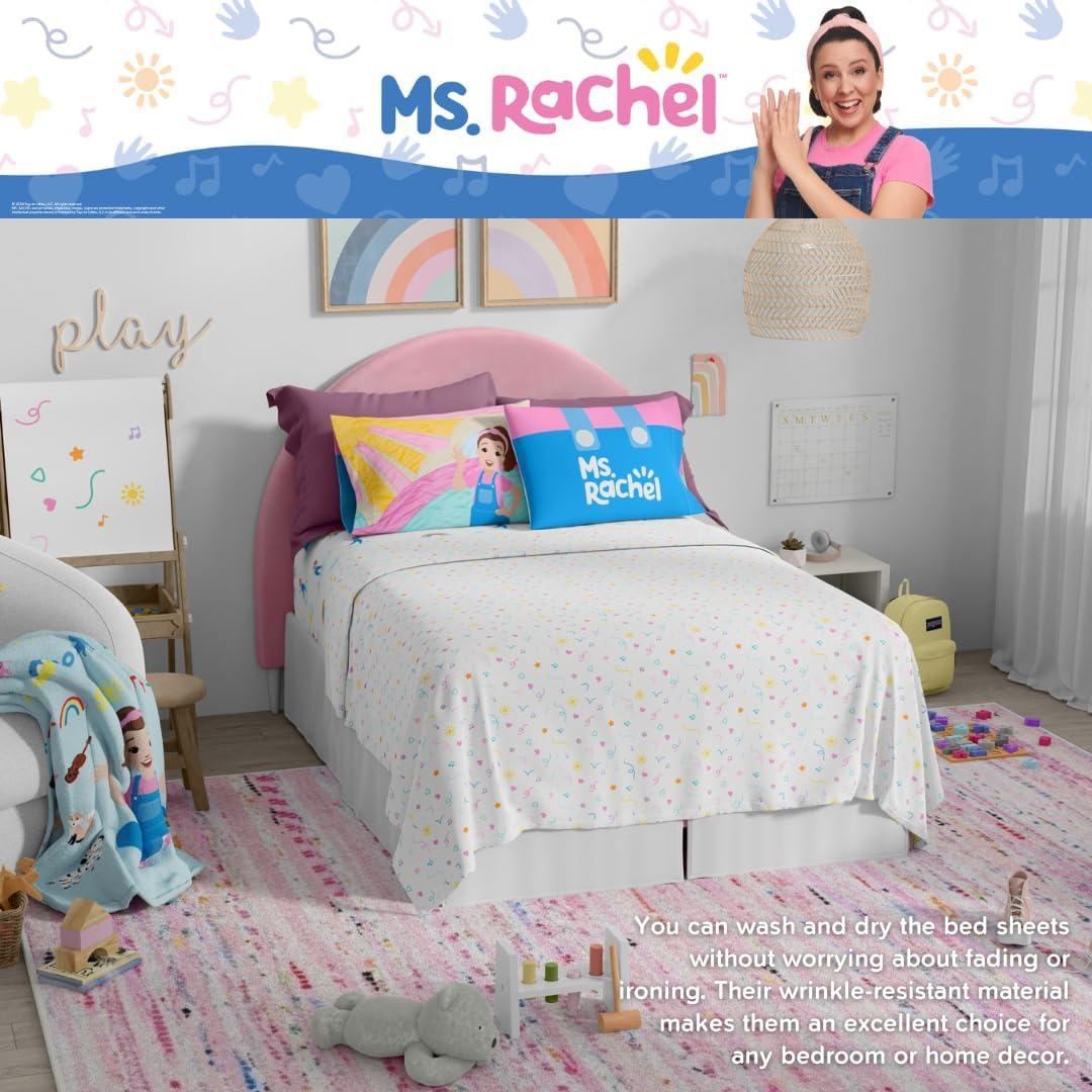 imageFranco Ms Rachel Educational Adventures Bedding Super Soft Cozy 4 Piece Microfiber Sheet Set Full Officially Licensed Product KidsMs Rachel