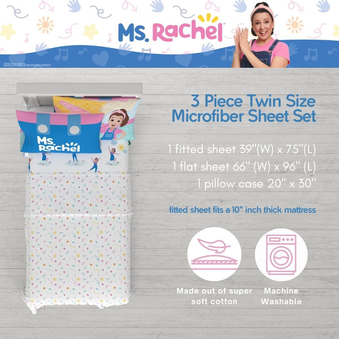 imageFranco Ms Rachel Educational Adventures Bedding Super Soft Cozy 4 Piece Microfiber Sheet Set Full Officially Licensed Product KidsMs Rachel
