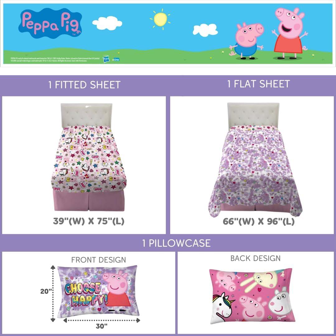 imageFranco Ms Rachel Educational Adventures Bedding Super Soft Cozy 4 Piece Microfiber Sheet Set Full Officially Licensed Product KidsPeppa Pig Tie Dye