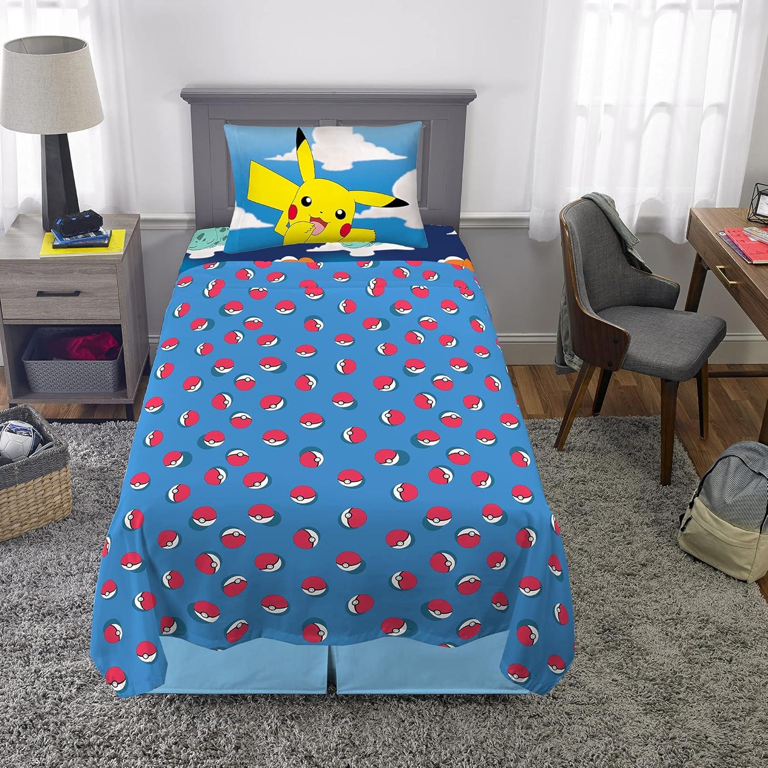 imageFranco Ms Rachel Educational Adventures Bedding Super Soft Cozy 4 Piece Microfiber Sheet Set Full Officially Licensed Product KidsPokemon