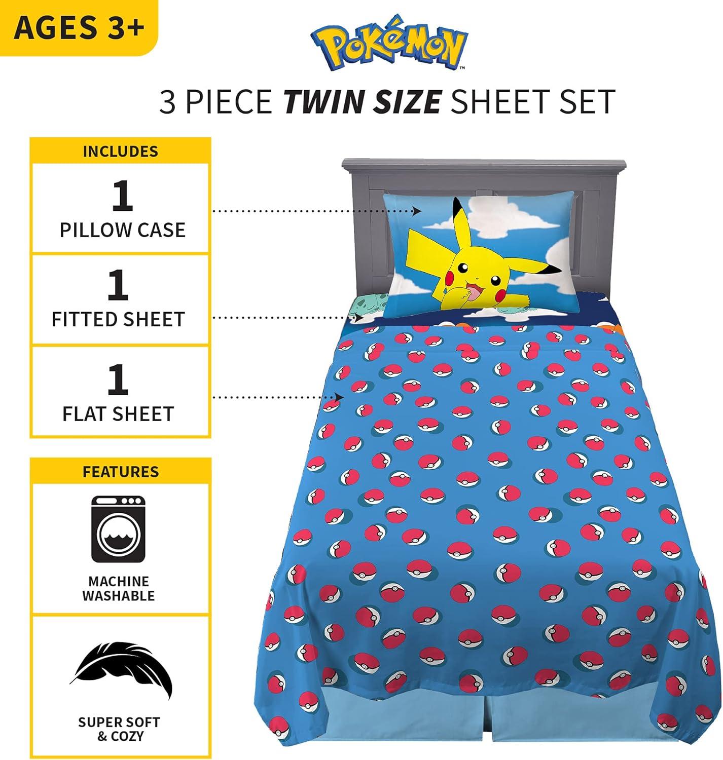 imageFranco Ms Rachel Educational Adventures Bedding Super Soft Cozy 4 Piece Microfiber Sheet Set Full Officially Licensed Product KidsPokemon