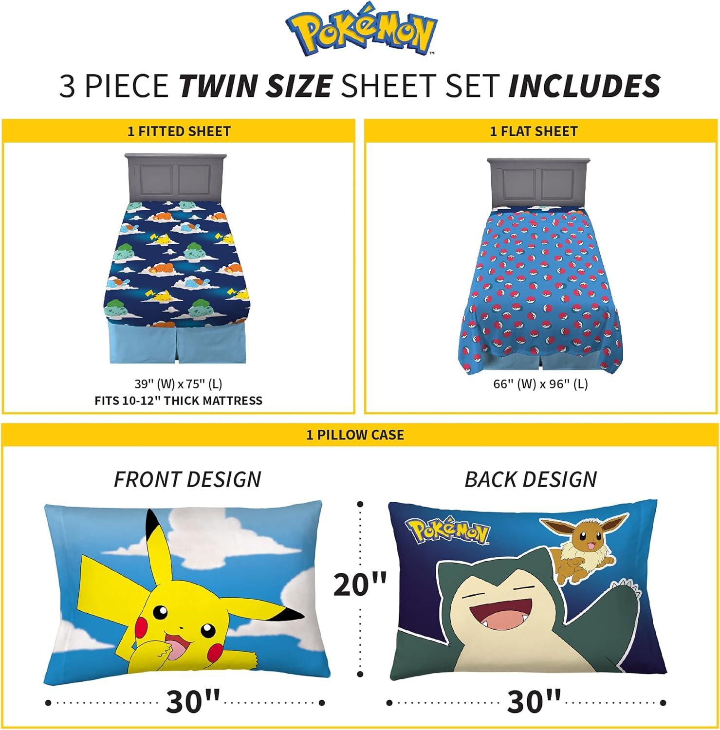 imageFranco Ms Rachel Educational Adventures Bedding Super Soft Cozy 4 Piece Microfiber Sheet Set Full Officially Licensed Product KidsPokemon