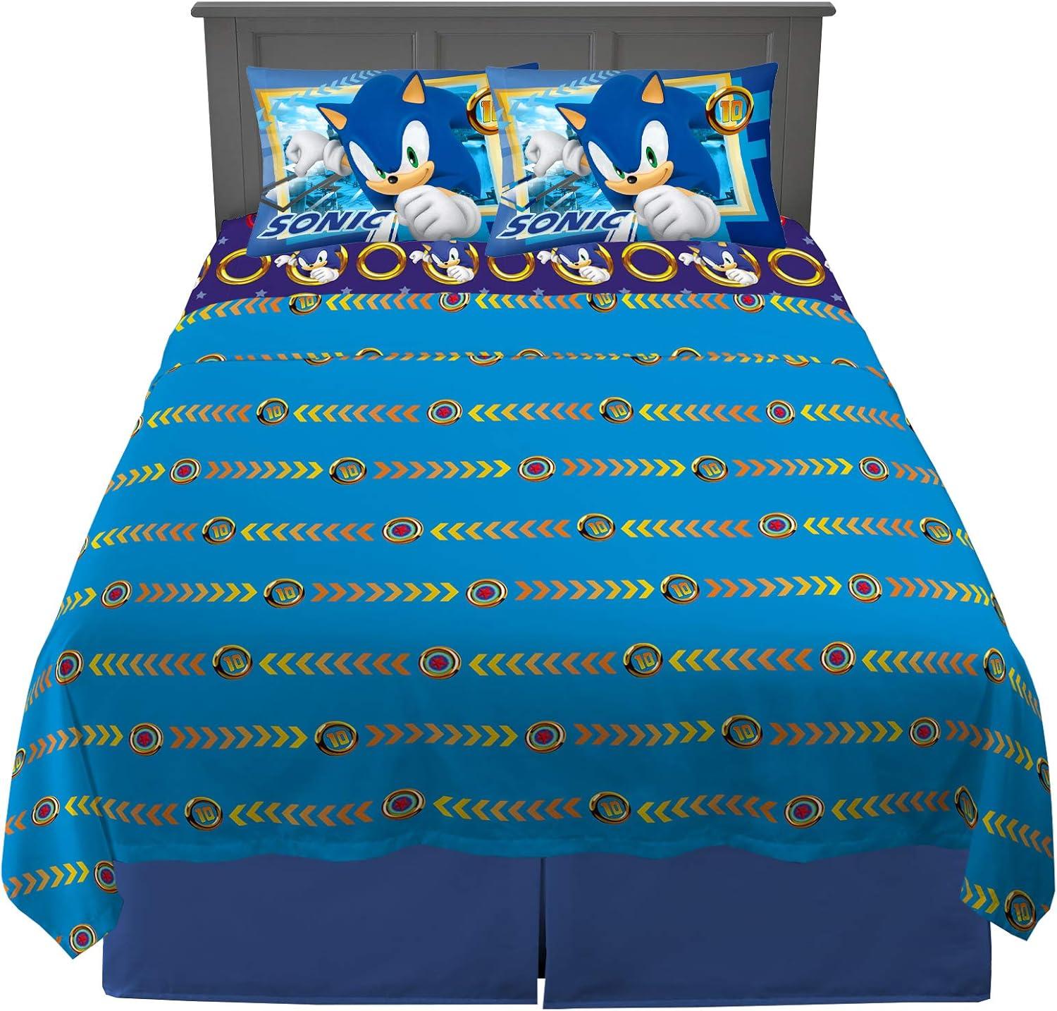 imageFranco Ms Rachel Educational Adventures Bedding Super Soft Cozy 4 Piece Microfiber Sheet Set Full Officially Licensed Product KidsSonic the Hedgehog