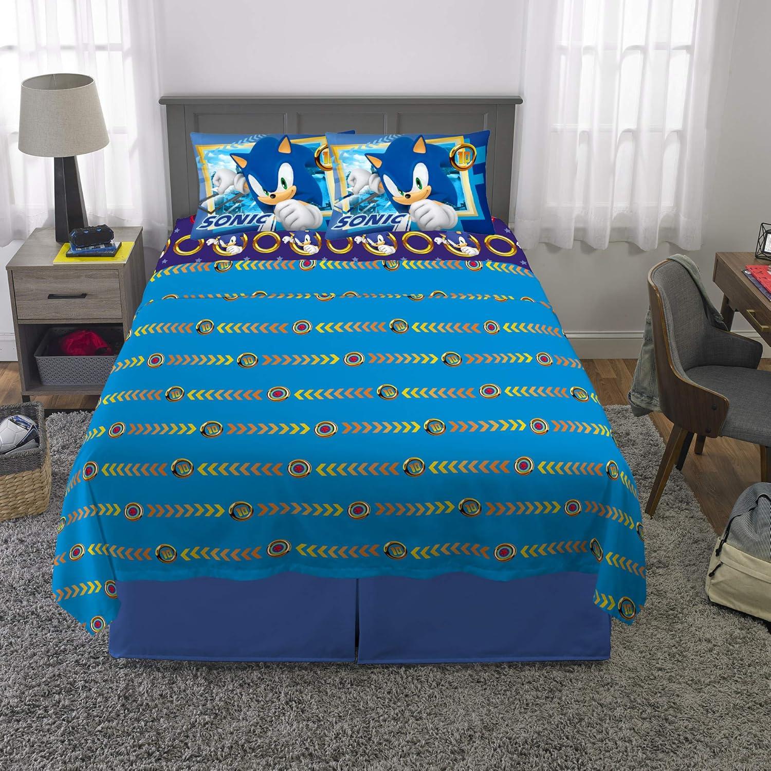 imageFranco Ms Rachel Educational Adventures Bedding Super Soft Cozy 4 Piece Microfiber Sheet Set Full Officially Licensed Product KidsSonic the Hedgehog
