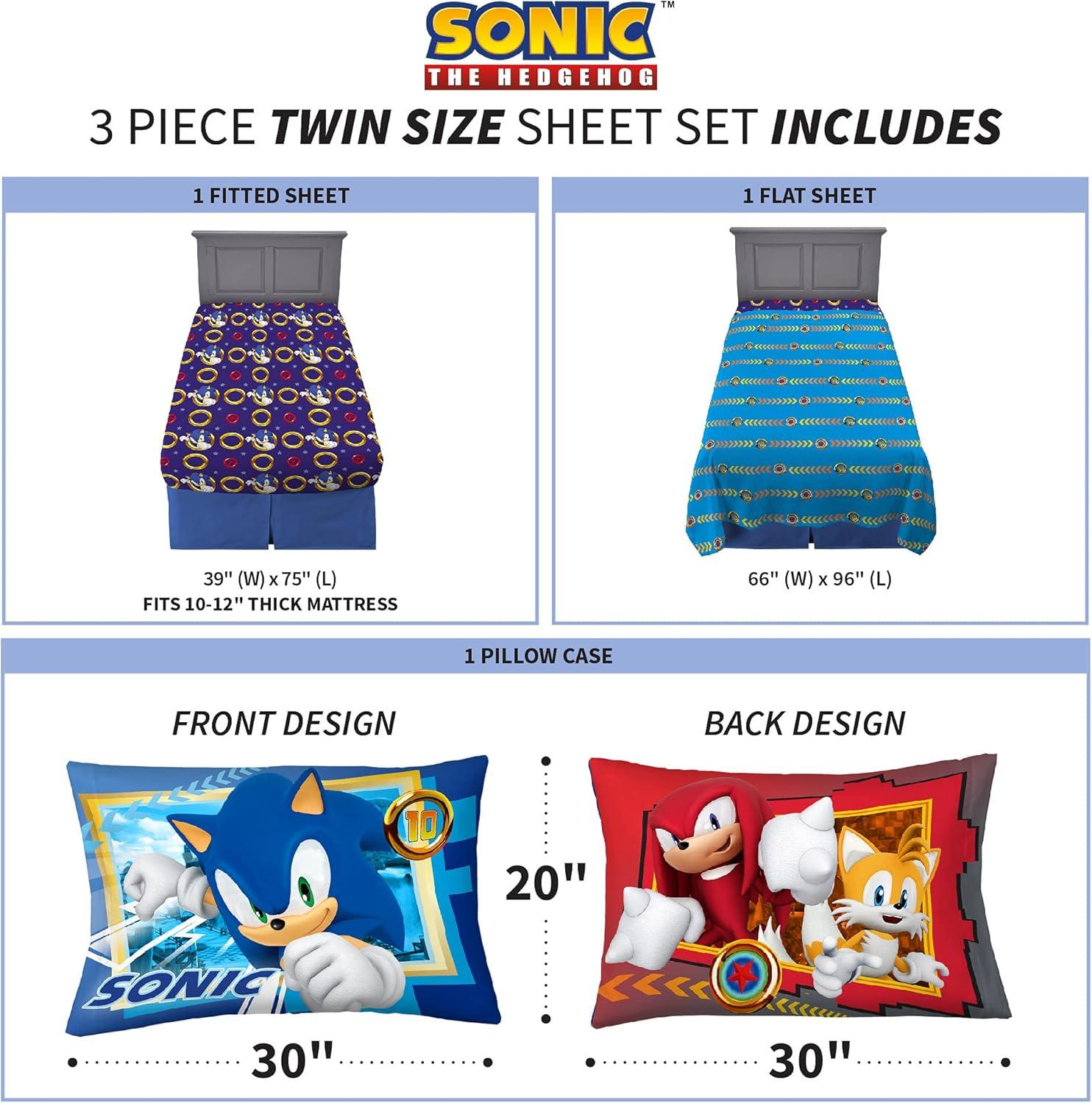 imageFranco Ms Rachel Educational Adventures Bedding Super Soft Cozy 4 Piece Microfiber Sheet Set Full Officially Licensed Product KidsSonic the Hedgehog