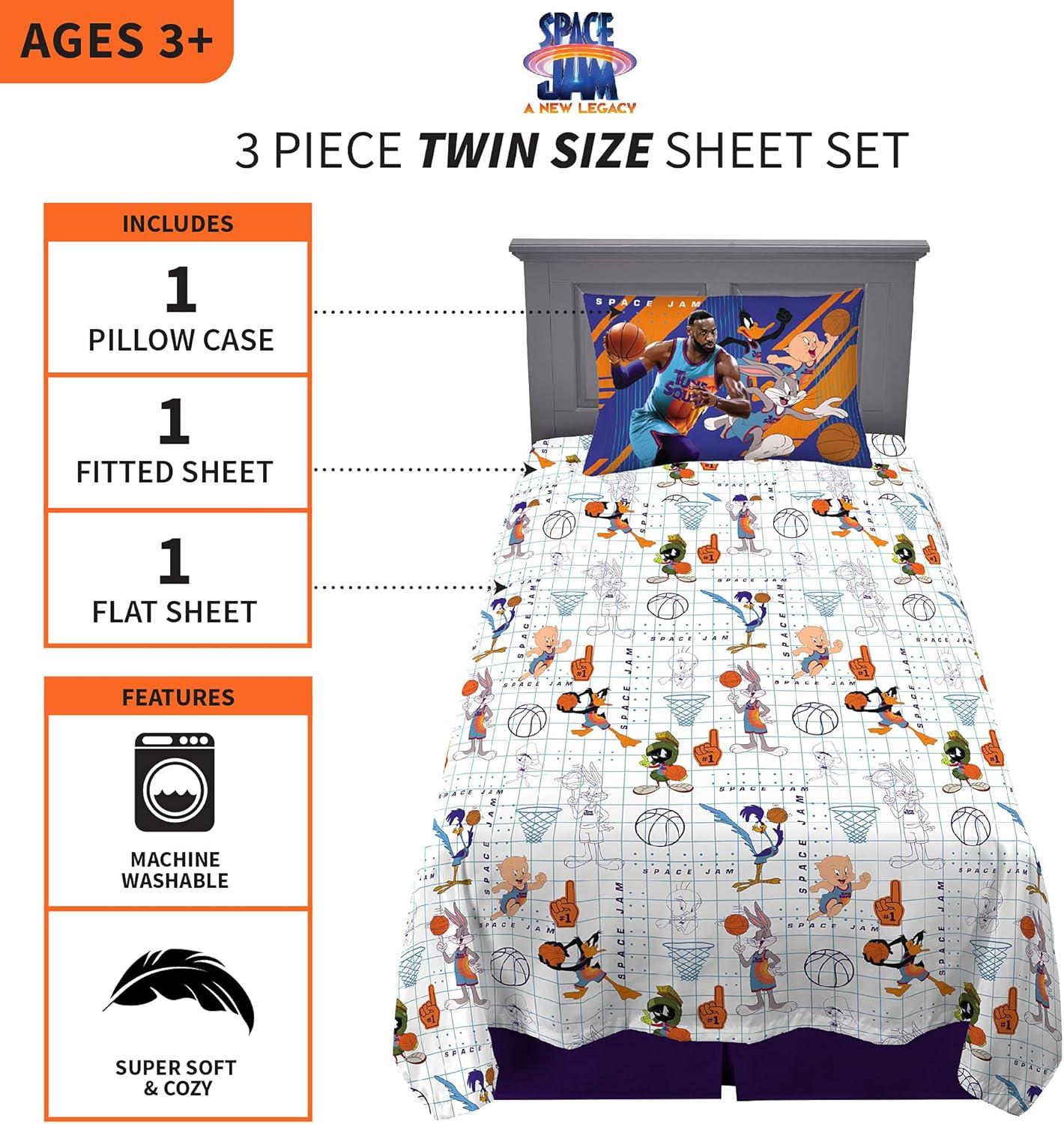 imageFranco Ms Rachel Educational Adventures Bedding Super Soft Cozy 4 Piece Microfiber Sheet Set Full Officially Licensed Product KidsSpace Jam 2 a New Legacy