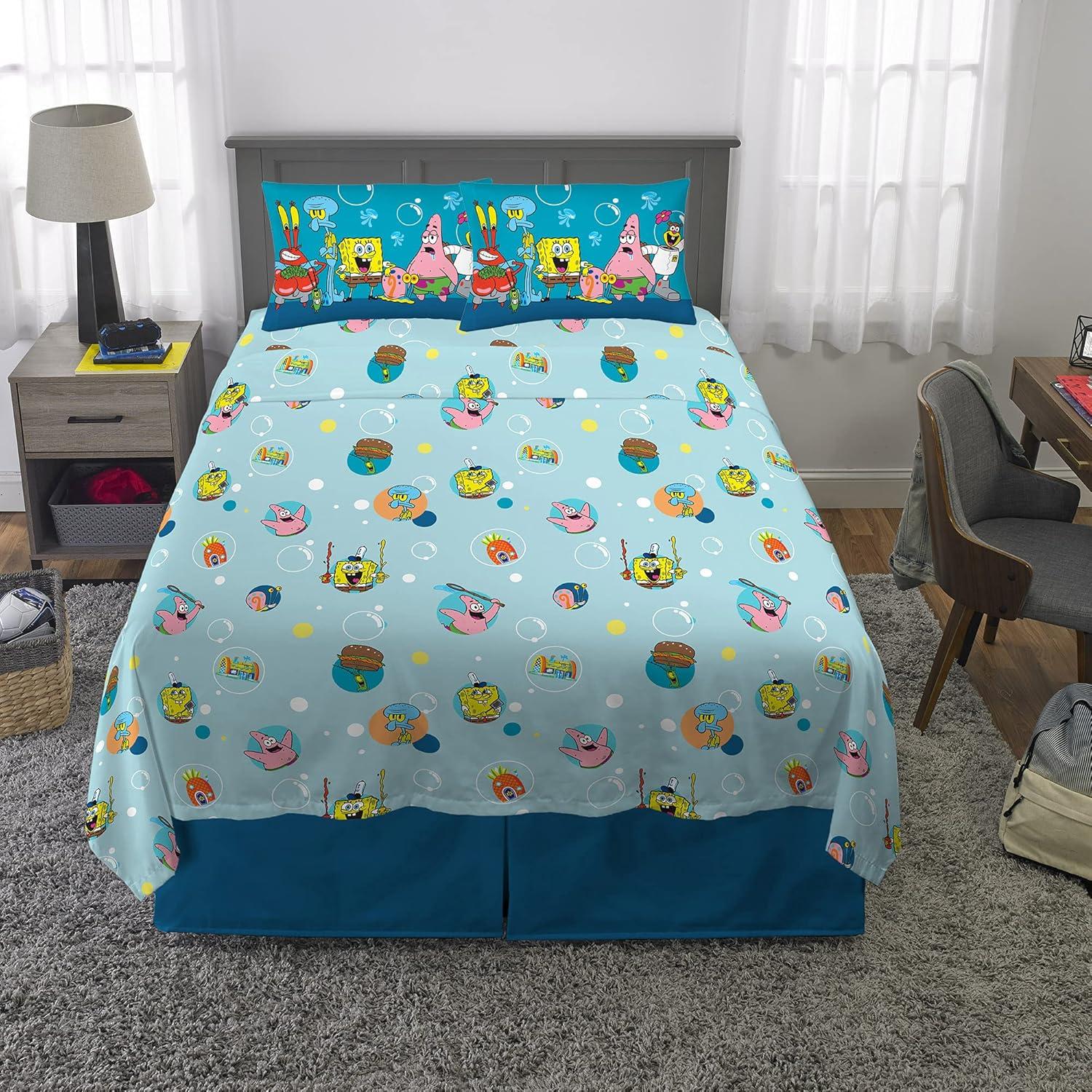 imageFranco Ms Rachel Educational Adventures Bedding Super Soft Cozy 4 Piece Microfiber Sheet Set Full Officially Licensed Product KidsSpongebob Squarepants