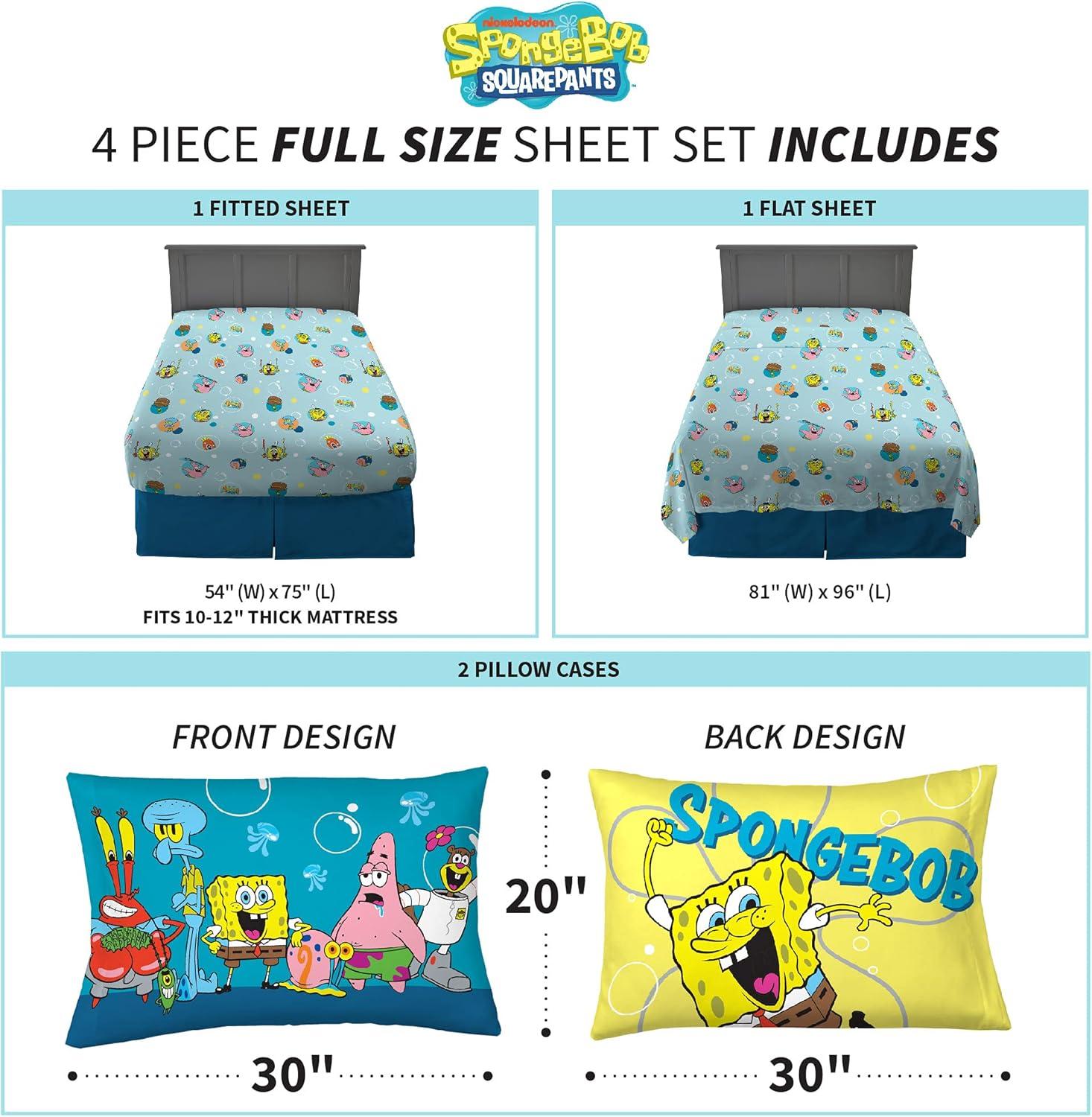 imageFranco Ms Rachel Educational Adventures Bedding Super Soft Cozy 4 Piece Microfiber Sheet Set Full Officially Licensed Product KidsSpongebob Squarepants