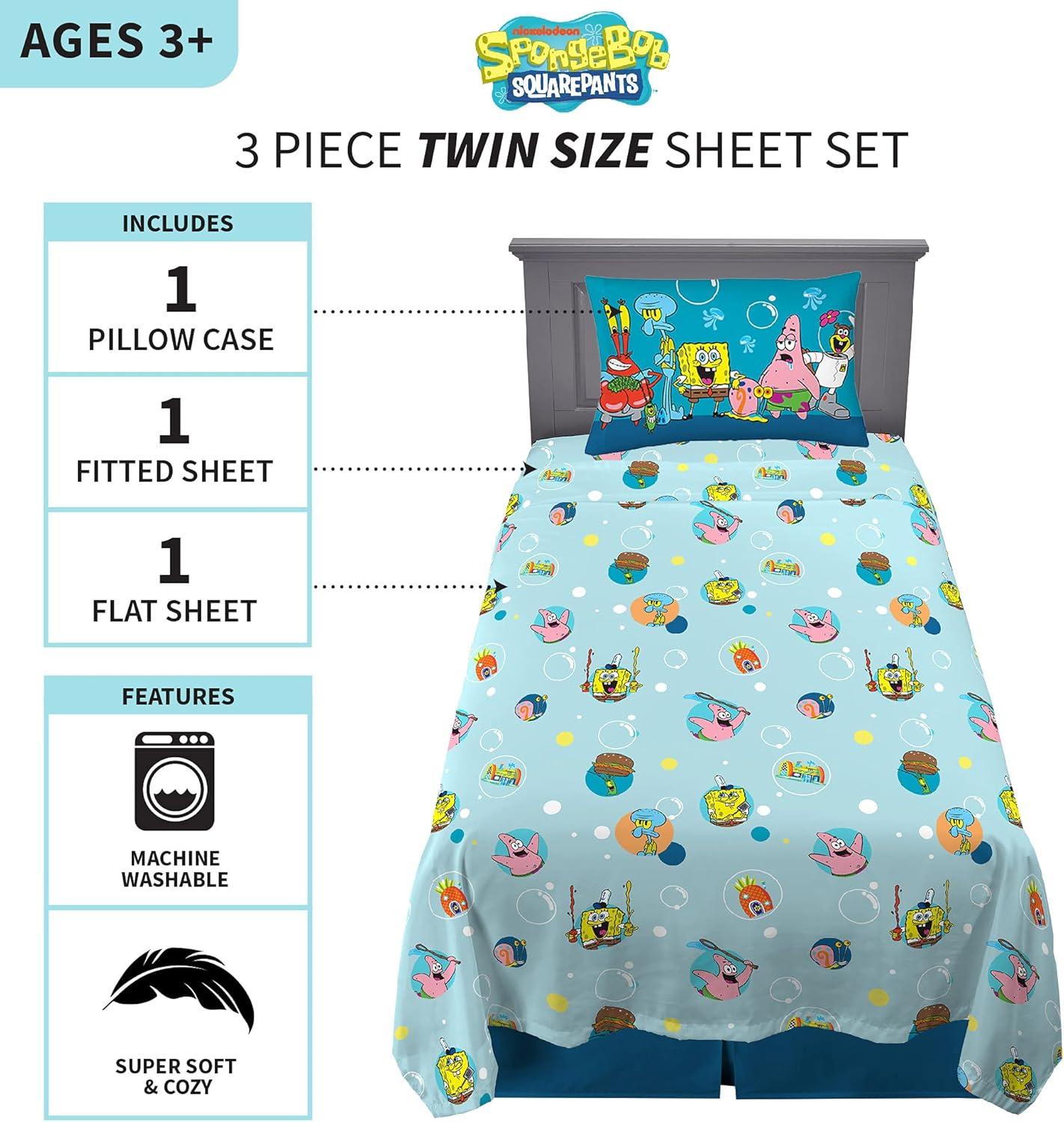 imageFranco Ms Rachel Educational Adventures Bedding Super Soft Cozy 4 Piece Microfiber Sheet Set Full Officially Licensed Product KidsSpongebob Squarepants