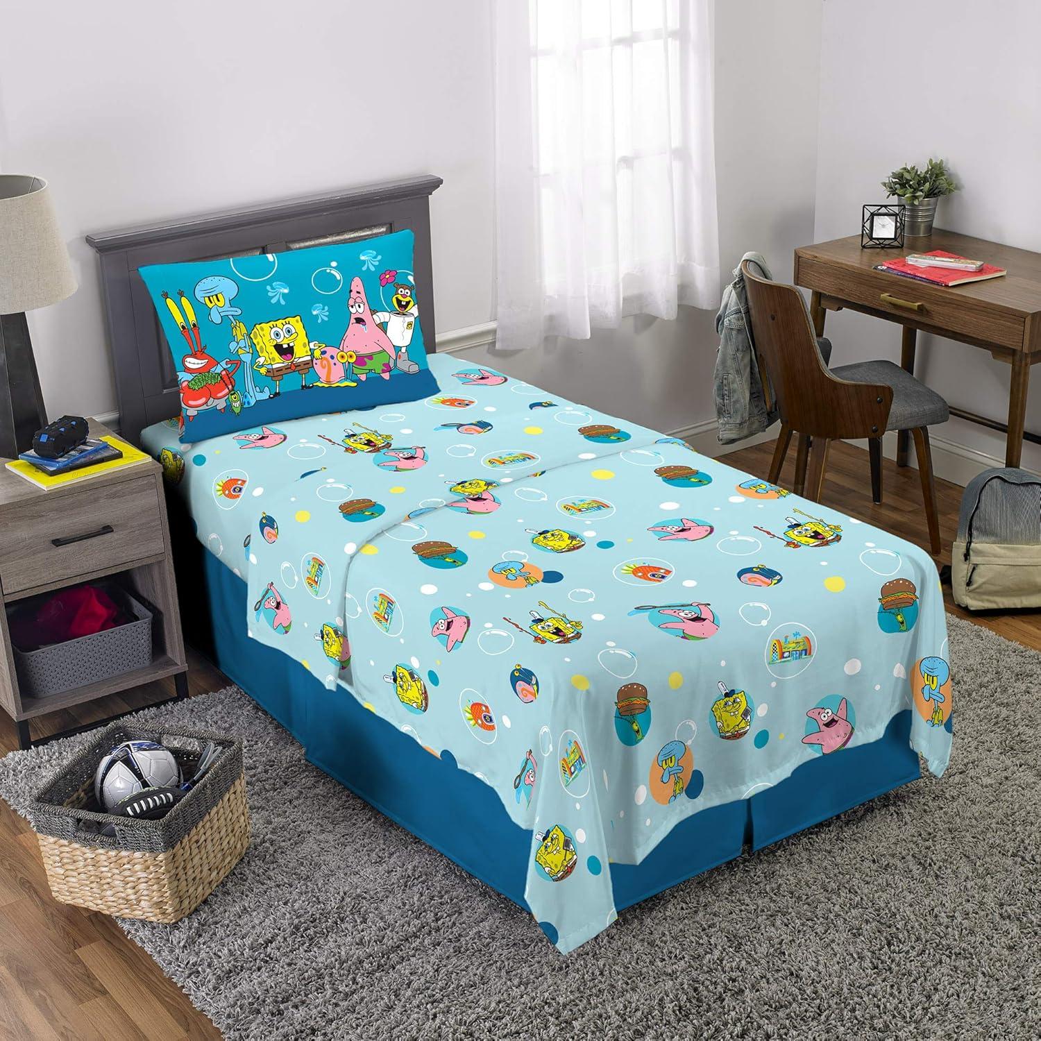 imageFranco Ms Rachel Educational Adventures Bedding Super Soft Cozy 4 Piece Microfiber Sheet Set Full Officially Licensed Product KidsSpongebob Squarepants