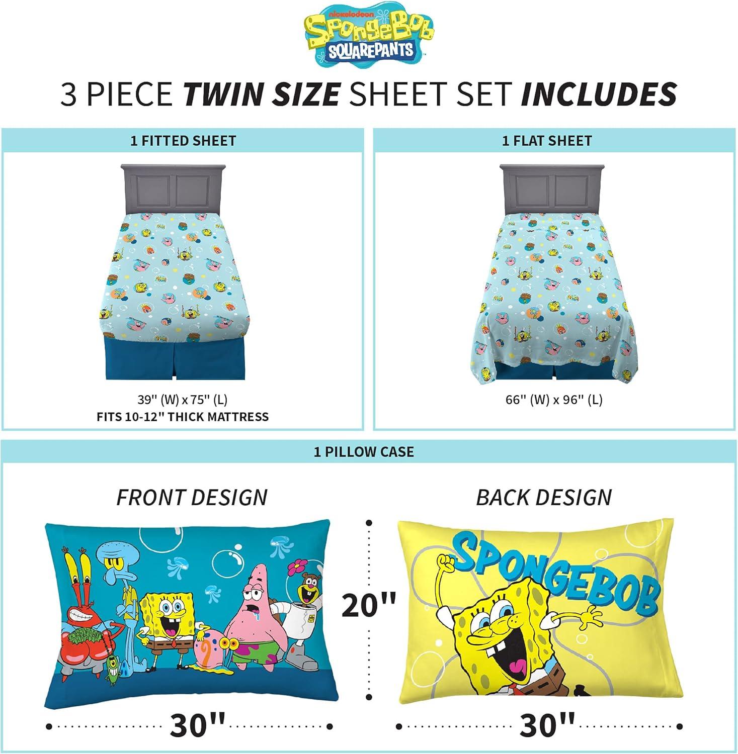 imageFranco Ms Rachel Educational Adventures Bedding Super Soft Cozy 4 Piece Microfiber Sheet Set Full Officially Licensed Product KidsSpongebob Squarepants