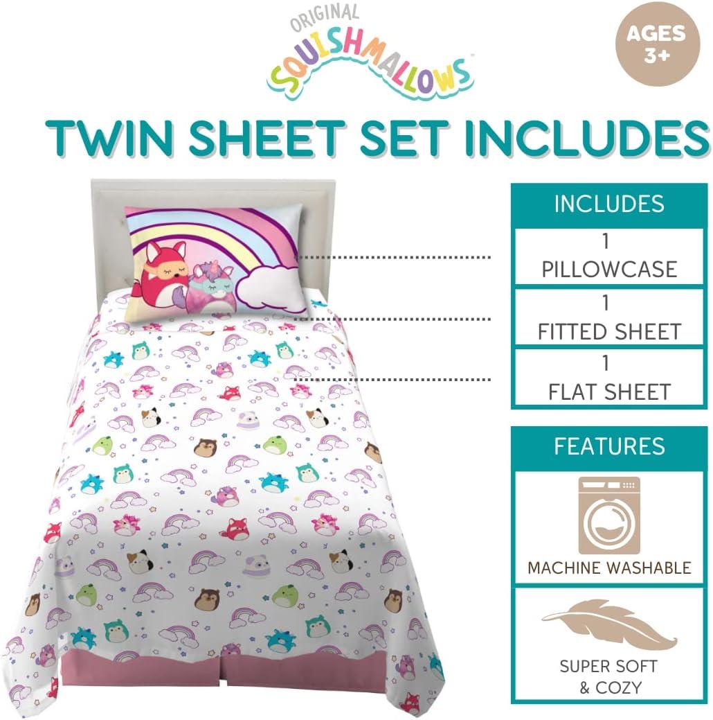 imageFranco Ms Rachel Educational Adventures Bedding Super Soft Cozy 4 Piece Microfiber Sheet Set Full Officially Licensed Product KidsSquishmallows