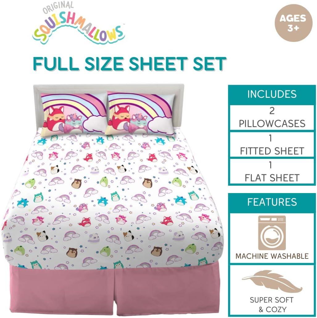 imageFranco Ms Rachel Educational Adventures Bedding Super Soft Cozy 4 Piece Microfiber Sheet Set Full Officially Licensed Product KidsSquishmallows