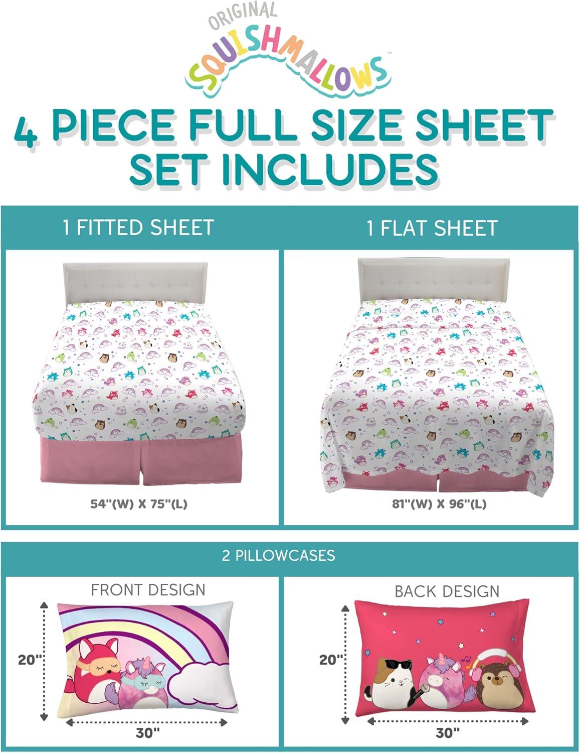 imageFranco Ms Rachel Educational Adventures Bedding Super Soft Cozy 4 Piece Microfiber Sheet Set Full Officially Licensed Product KidsSquishmallows