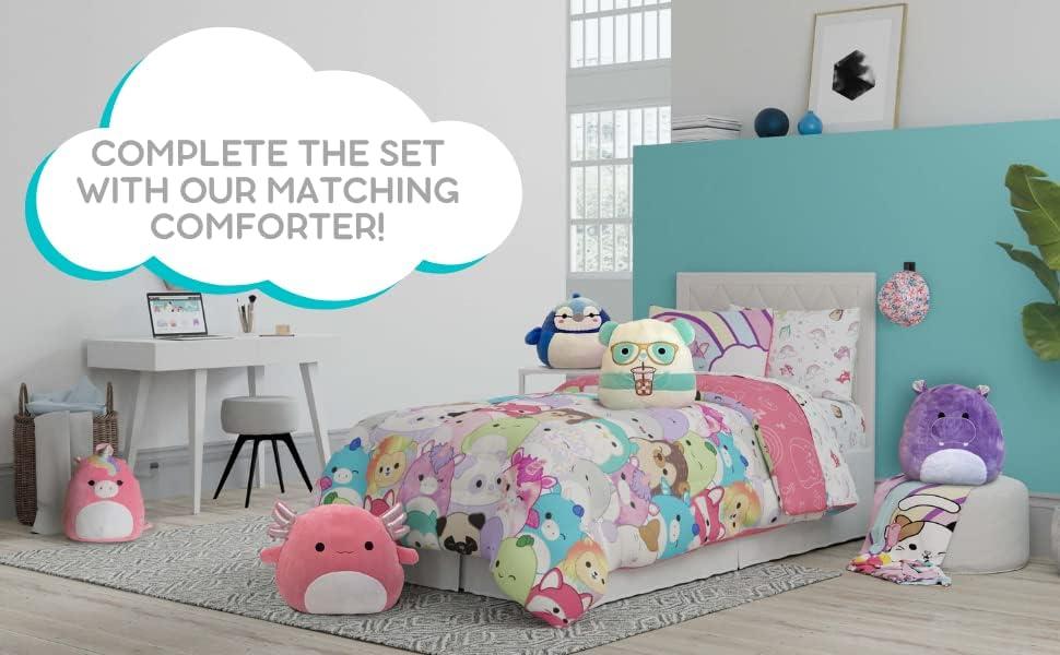 imageFranco Ms Rachel Educational Adventures Bedding Super Soft Cozy 4 Piece Microfiber Sheet Set Full Officially Licensed Product KidsSquishmallows