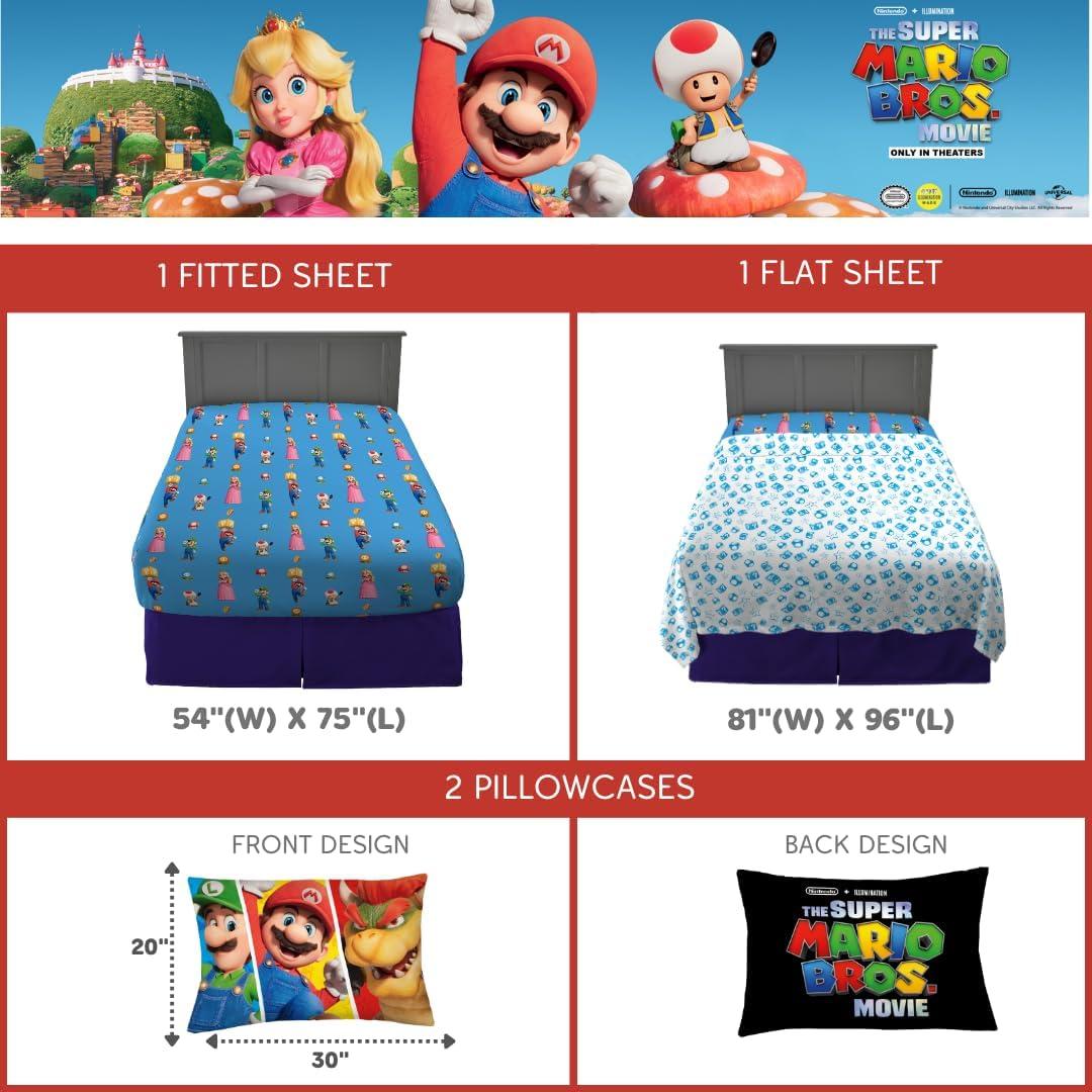 imageFranco Ms Rachel Educational Adventures Bedding Super Soft Cozy 4 Piece Microfiber Sheet Set Full Officially Licensed Product KidsSuper Mario Bros Movie