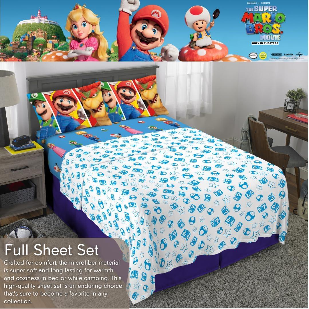 imageFranco Ms Rachel Educational Adventures Bedding Super Soft Cozy 4 Piece Microfiber Sheet Set Full Officially Licensed Product KidsSuper Mario Bros Movie