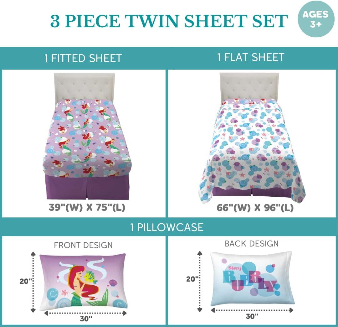 imageFranco Ms Rachel Educational Adventures Bedding Super Soft Cozy 4 Piece Microfiber Sheet Set Full Officially Licensed Product KidsThe Little Mermaid Ariel