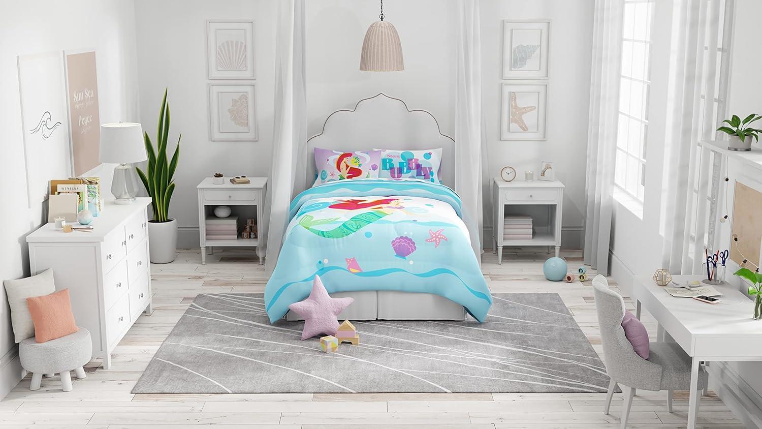 imageFranco Ms Rachel Educational Adventures Bedding Super Soft Cozy 4 Piece Microfiber Sheet Set Full Officially Licensed Product KidsThe Little Mermaid Ariel