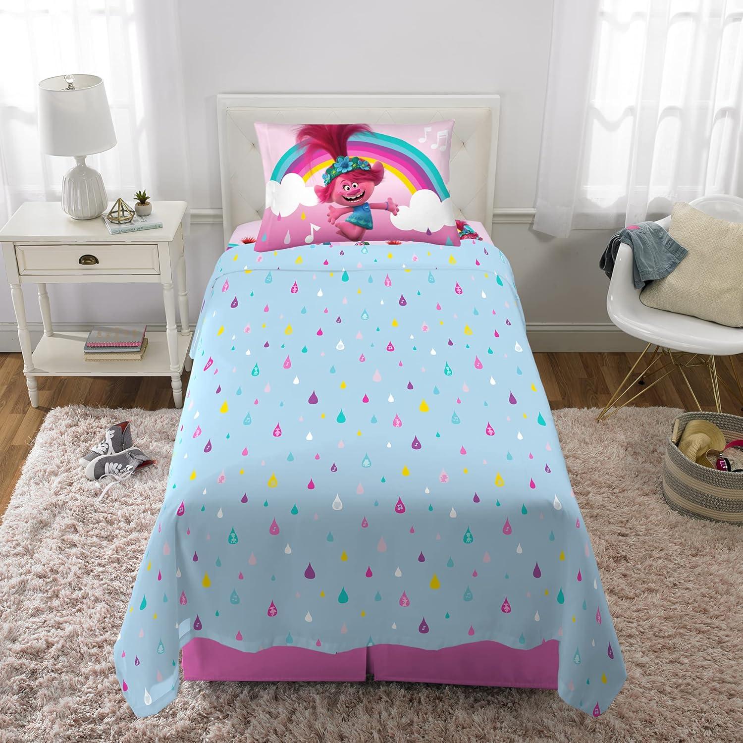 imageFranco Ms Rachel Educational Adventures Bedding Super Soft Cozy 4 Piece Microfiber Sheet Set Full Officially Licensed Product KidsTrolls World Tour