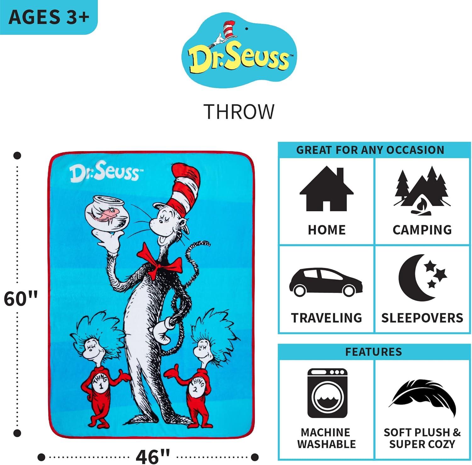 imageFranco Ms Rachel Educational Adventures Bedding Super Soft Cozy Throw 46 in x 60 in Officially Licensed Product KidsDr Seuss
