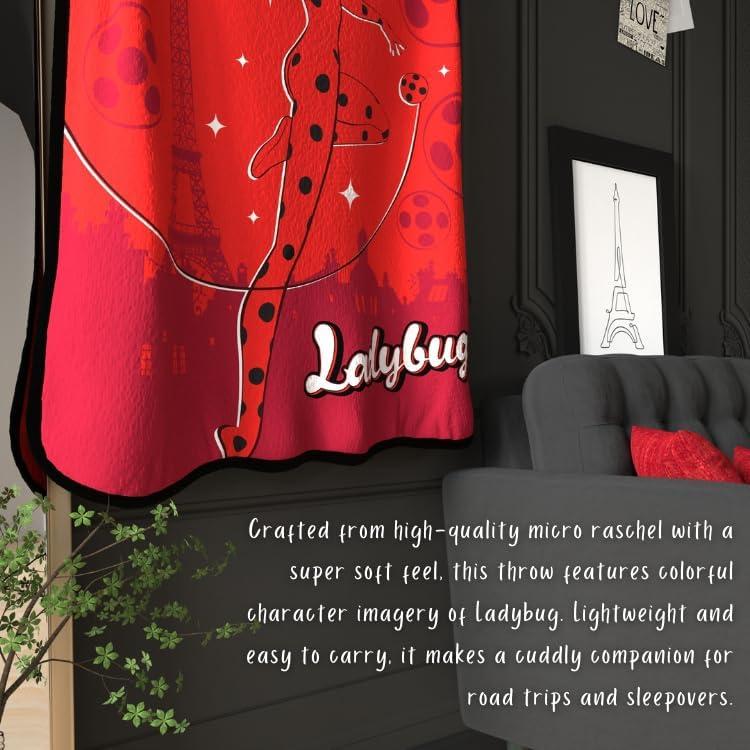 imageFranco Ms Rachel Educational Adventures Bedding Super Soft Cozy Throw 46 in x 60 in Officially Licensed Product KidsMiraculous Ladybug