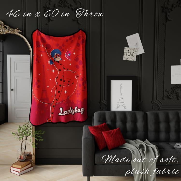 imageFranco Ms Rachel Educational Adventures Bedding Super Soft Cozy Throw 46 in x 60 in Officially Licensed Product KidsMiraculous Ladybug