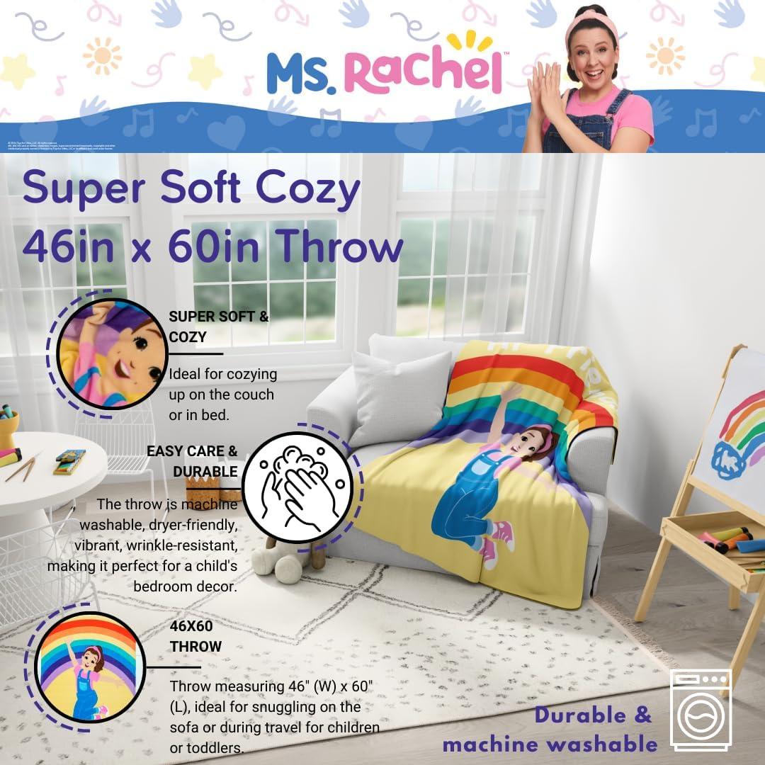 imageFranco Ms Rachel Educational Adventures Bedding Super Soft Cozy Throw 46 in x 60 in Officially Licensed Product KidsMs Rachel Cheers to Friends