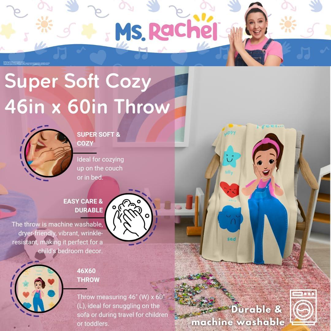imageFranco Ms Rachel Educational Adventures Bedding Super Soft Cozy Throw 46 in x 60 in Officially Licensed Product KidsMs Rachel Mixed Emotions
