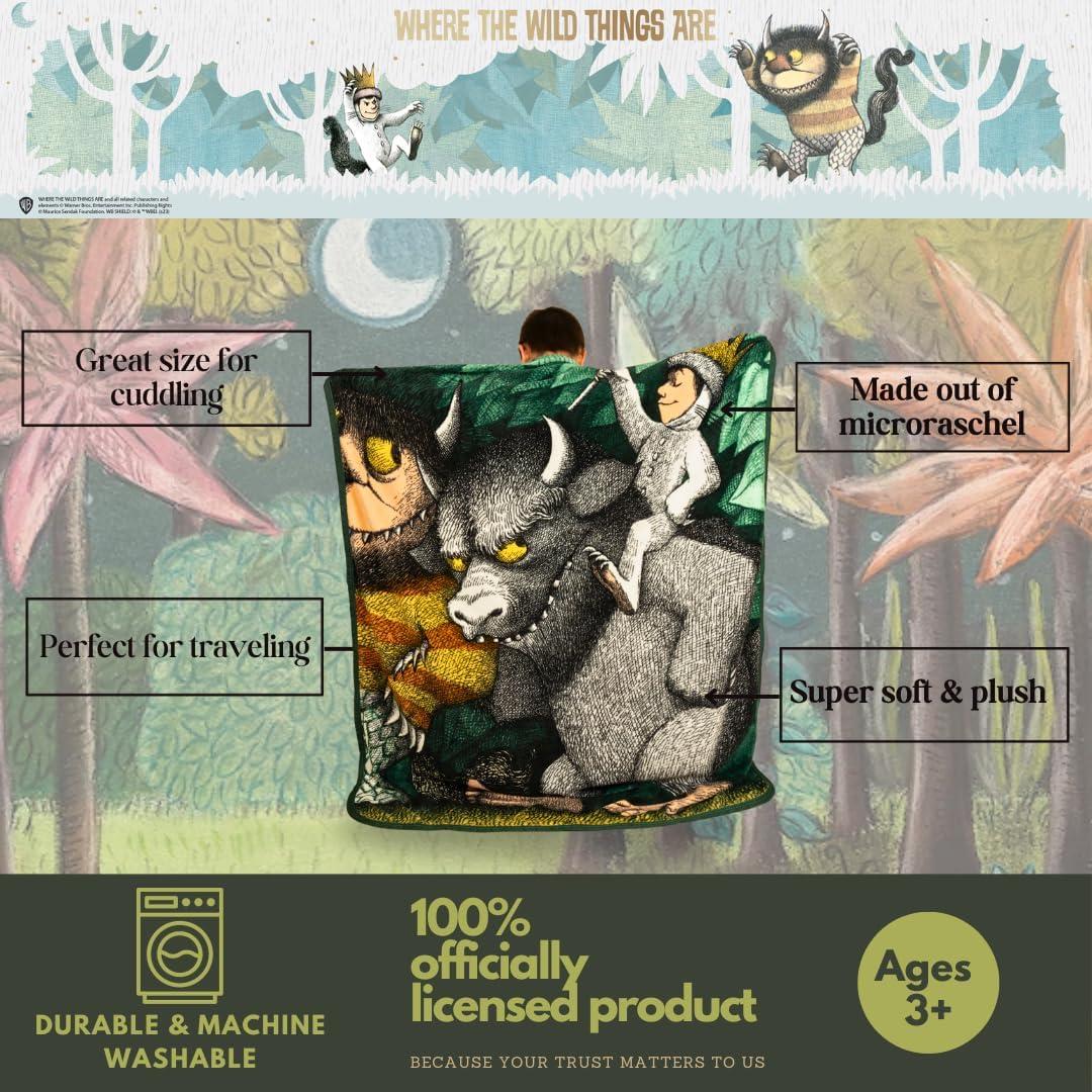 imageFranco Ms Rachel Educational Adventures Bedding Super Soft Cozy Throw 46 in x 60 in Officially Licensed Product KidsWhere the Wild Things Are