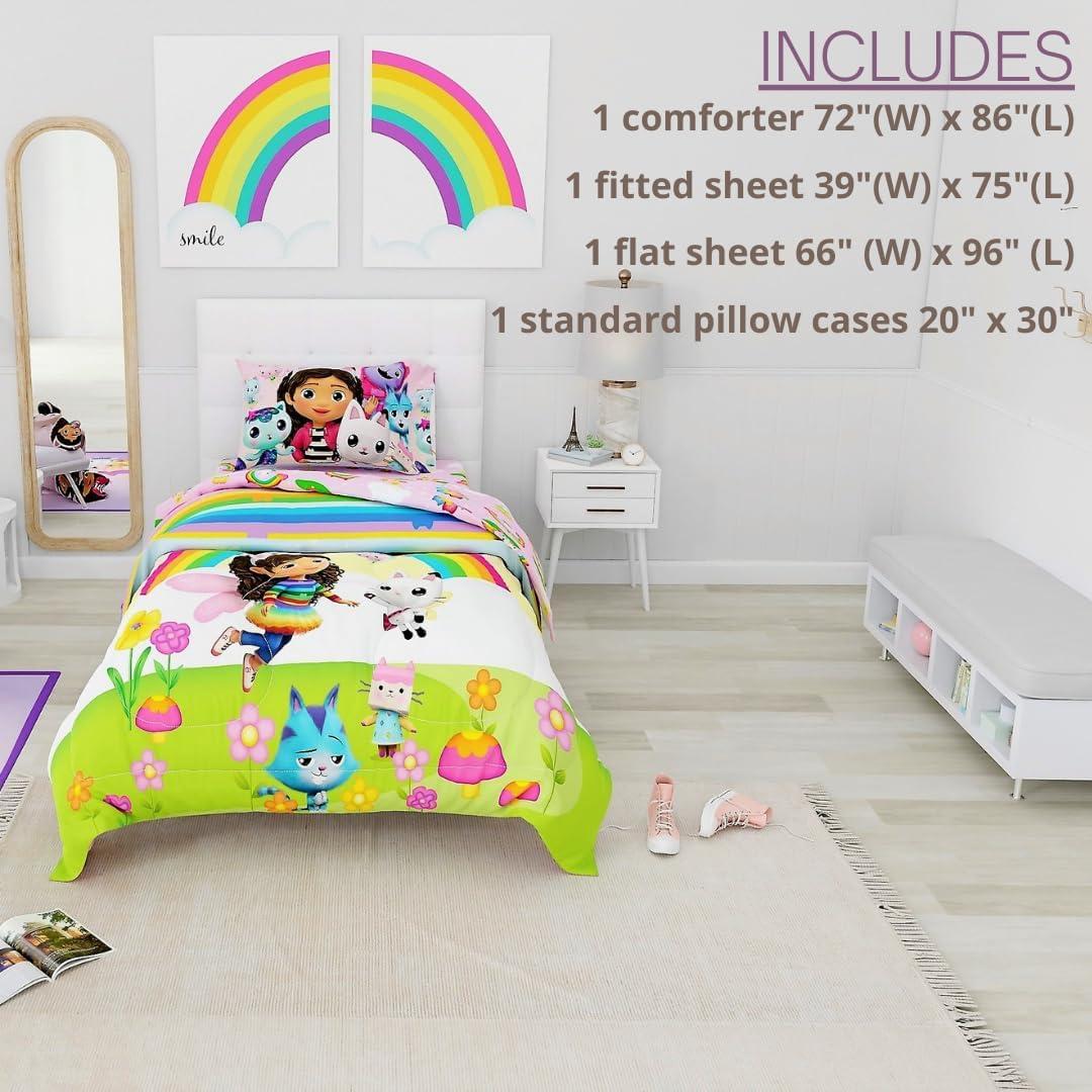 imageFranco Ms Rachel Educational Adventures Dino Learning Kids Bedding Super Soft ampamp Cozy Reversible Microfiber Comforter and Sheet Set 7 Piece Full Size Officially Licensed ProductGabbys Dollhouse Fun Festival Vibes