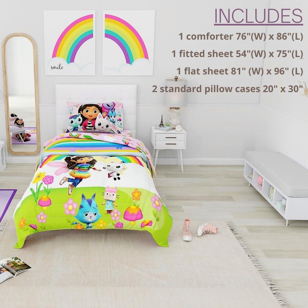 imageFranco Ms Rachel Educational Adventures Dino Learning Kids Bedding Super Soft ampamp Cozy Reversible Microfiber Comforter and Sheet Set 7 Piece Full Size Officially Licensed ProductGabbys Dollhouse Fun Festival Vibes