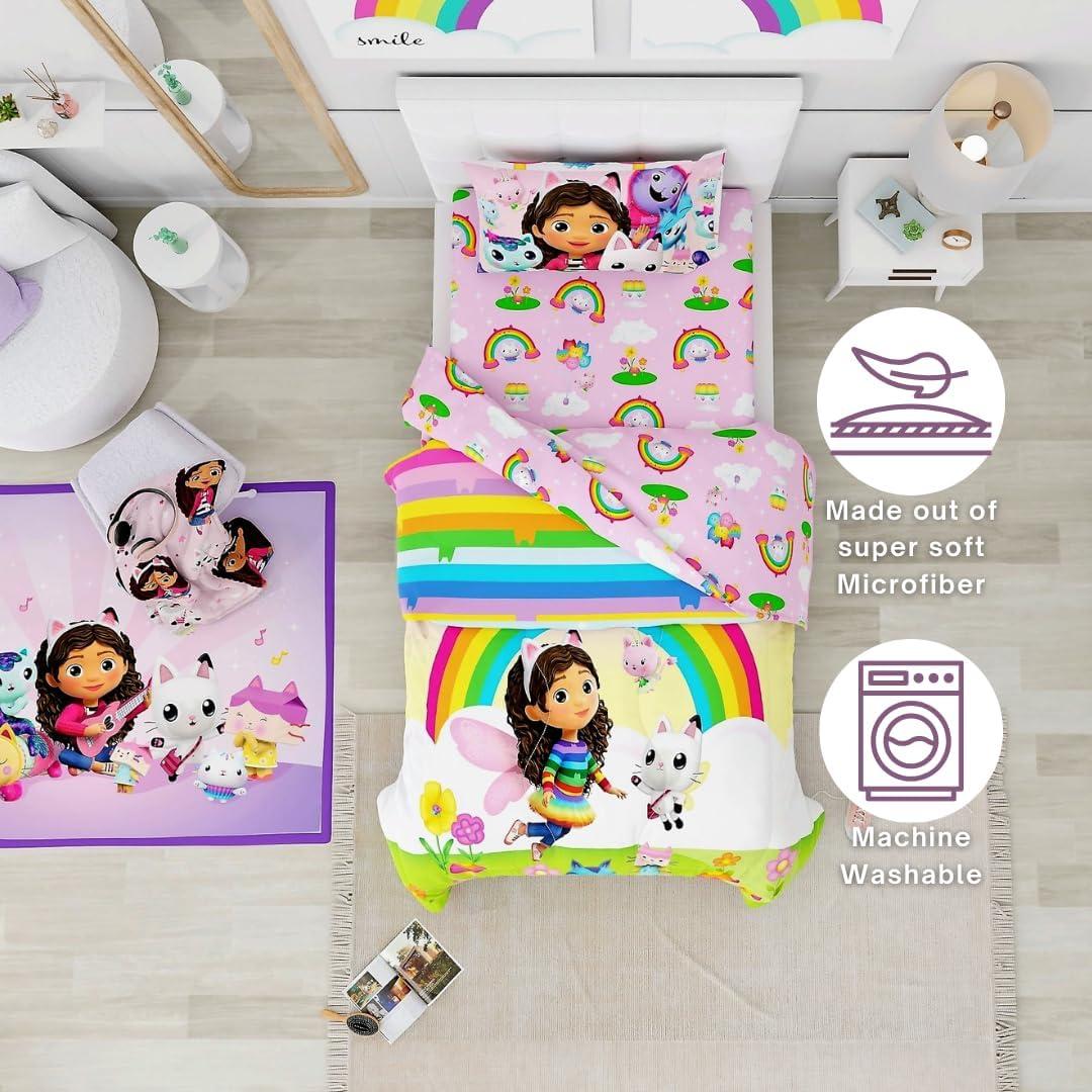 imageFranco Ms Rachel Educational Adventures Dino Learning Kids Bedding Super Soft ampamp Cozy Reversible Microfiber Comforter and Sheet Set 7 Piece Full Size Officially Licensed ProductGabbys Dollhouse Fun Festival Vibes