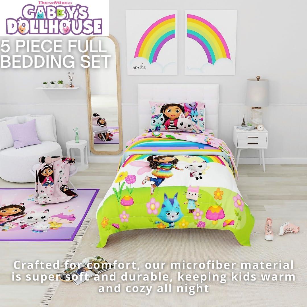 imageFranco Ms Rachel Educational Adventures Dino Learning Kids Bedding Super Soft ampamp Cozy Reversible Microfiber Comforter and Sheet Set 7 Piece Full Size Officially Licensed ProductGabbys Dollhouse Fun Festival Vibes