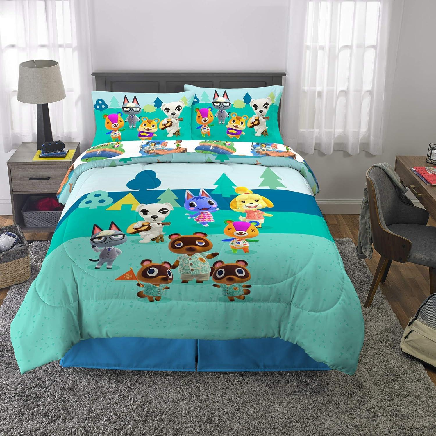 imageFranco Ms Rachel Educational Adventures Kids Bedding Super Soft Microfiber Comforter and Sheet Set 4 Piece Twin Size Officially Licensed ProductAnimal Crossing